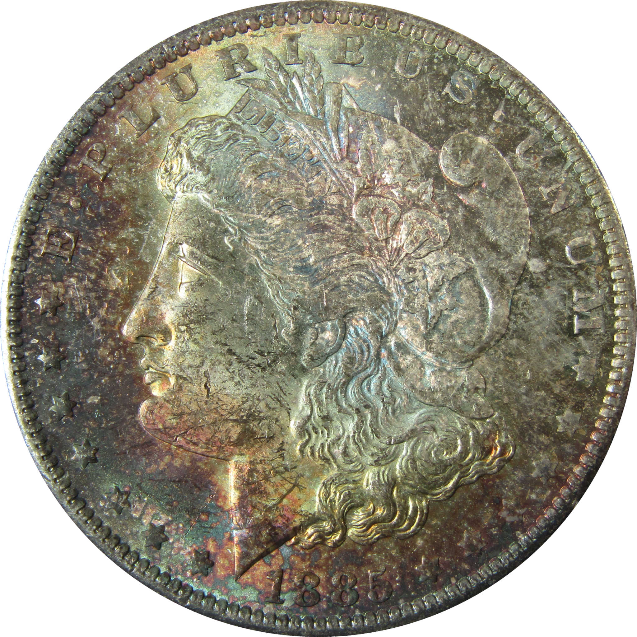 1885 O Morgan Silver Dollar Uncirculated Mint State Toned SKU:CP1640