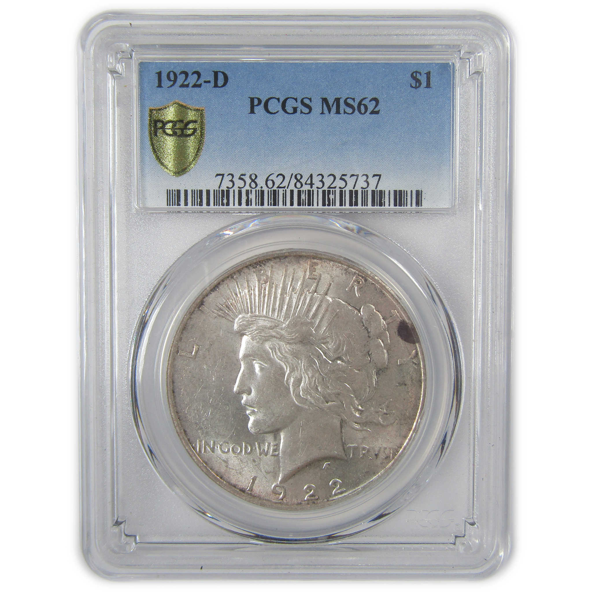 1922 D Peace Dollar MS 62 PCGS Silver Uncirculated $1 Coin SKU:I23368