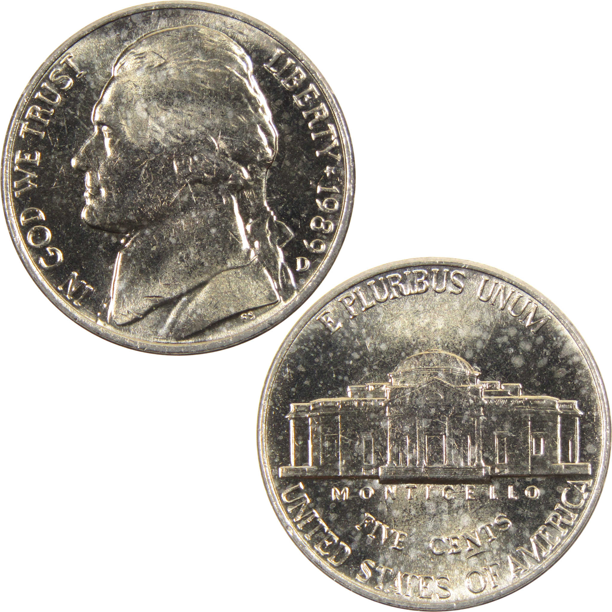 1989 D Jefferson Nickel BU Uncirculated 5c Coin