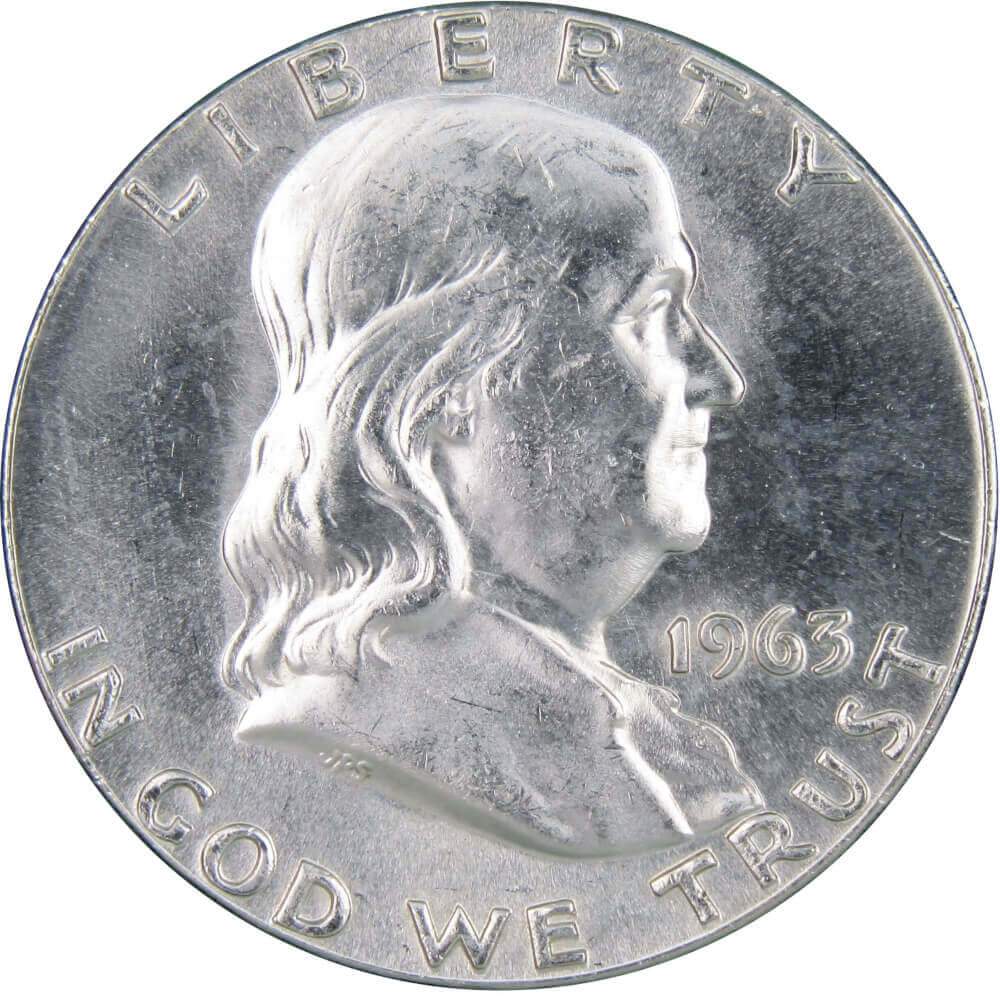 1963 Franklin Silver Half Dollar Uncirculated Mint State 50c Coin
