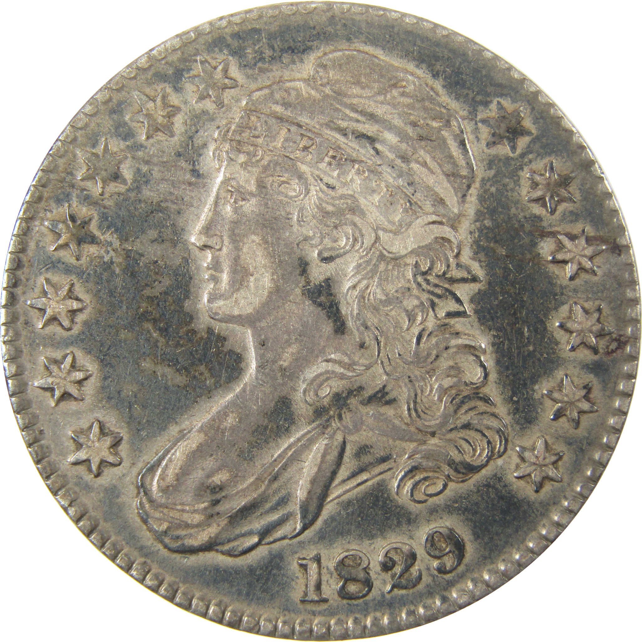 1829 Small Letters Capped Bust Silver 50c XF EF SKU:CP1495