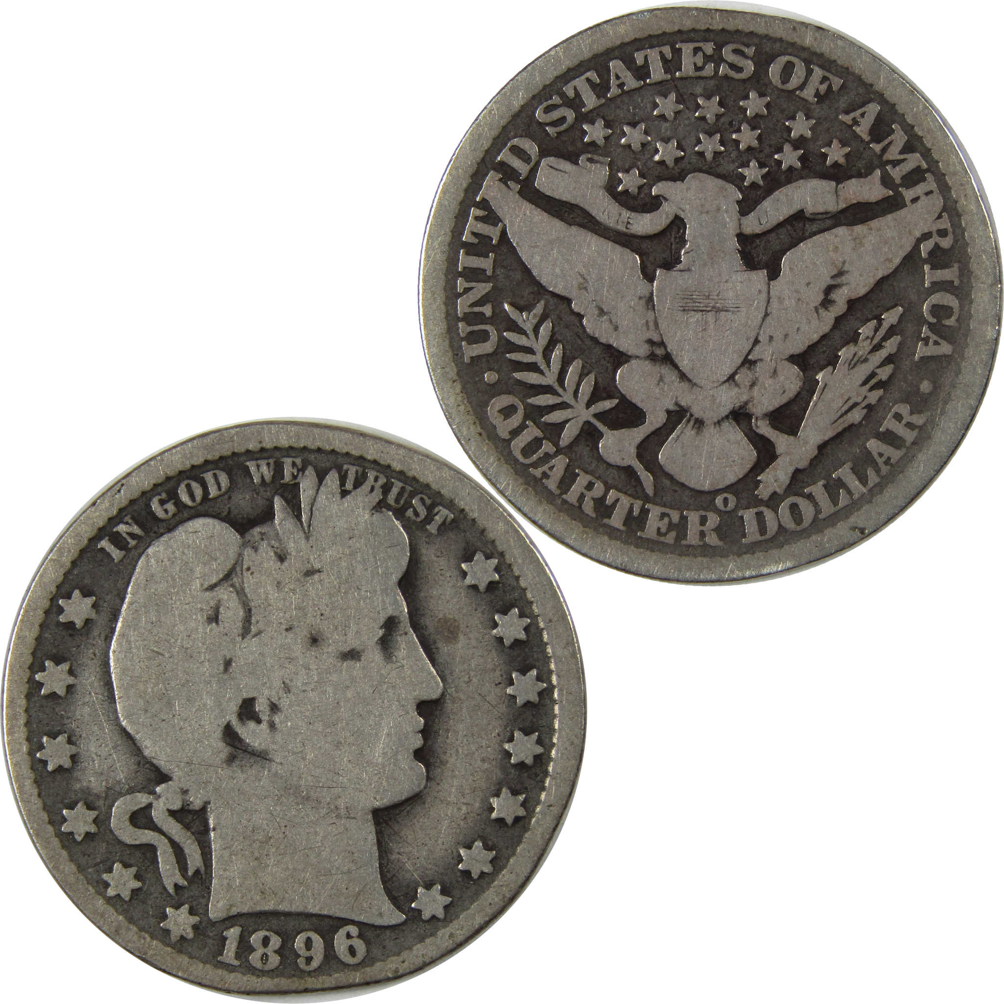 1896 O Barber Quarter G Good Details Silver 25c Coin SKU:I23470