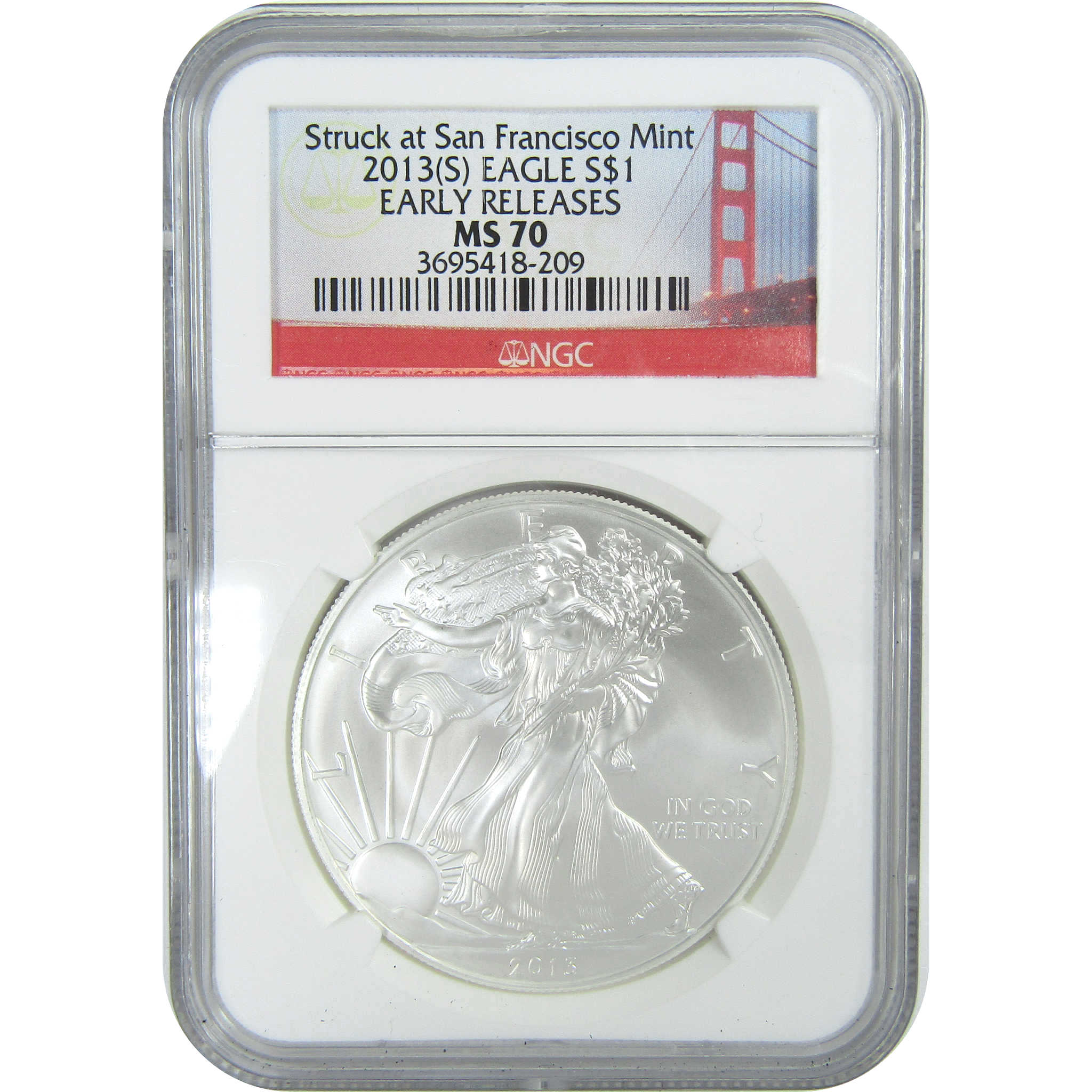 2013 (S) American Silver Eagle MS 70 NGC Early Releases SKU:CPC9433