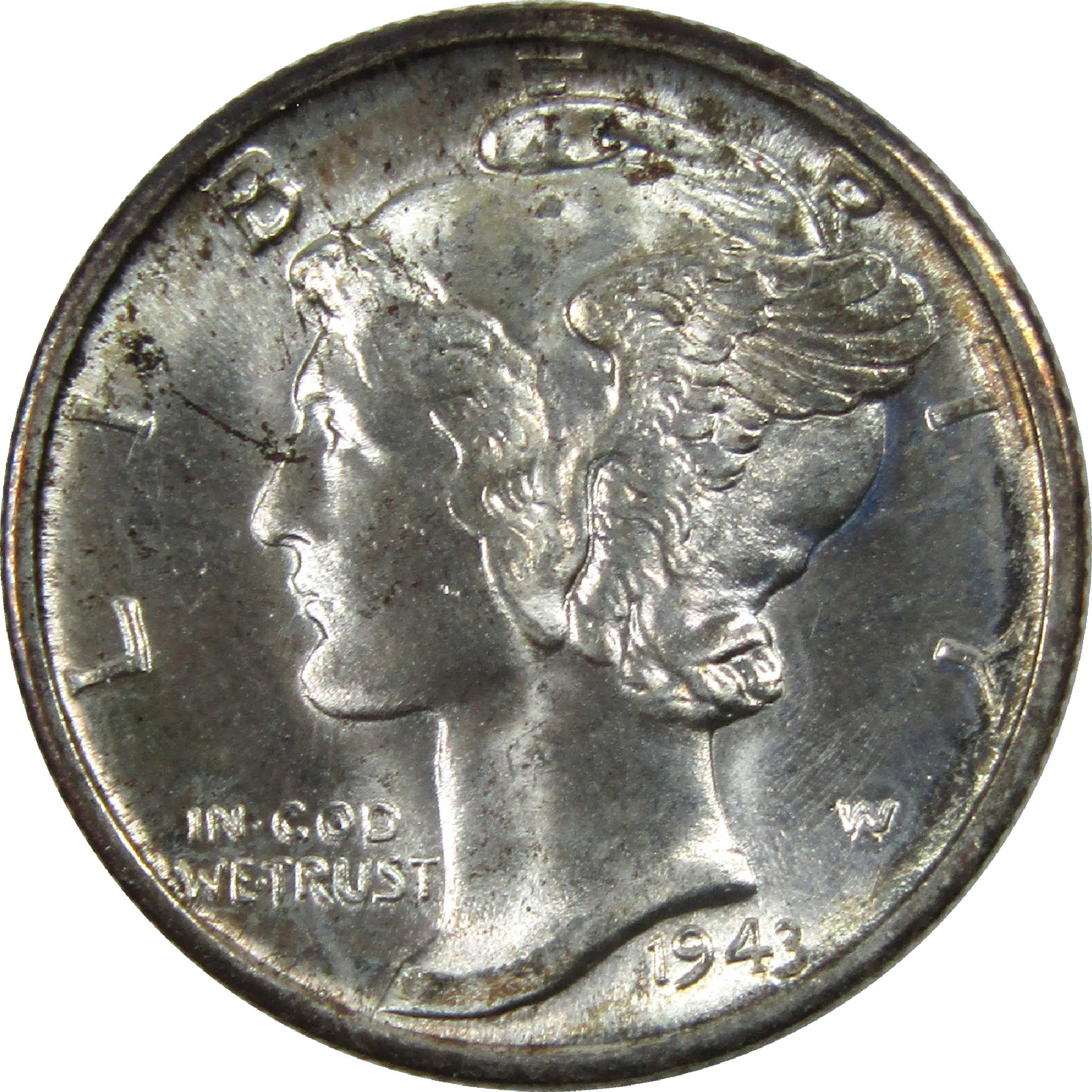 1943 D Mercury Dime BU Choice Uncirculated Silver 10c Coin SKU:I12218