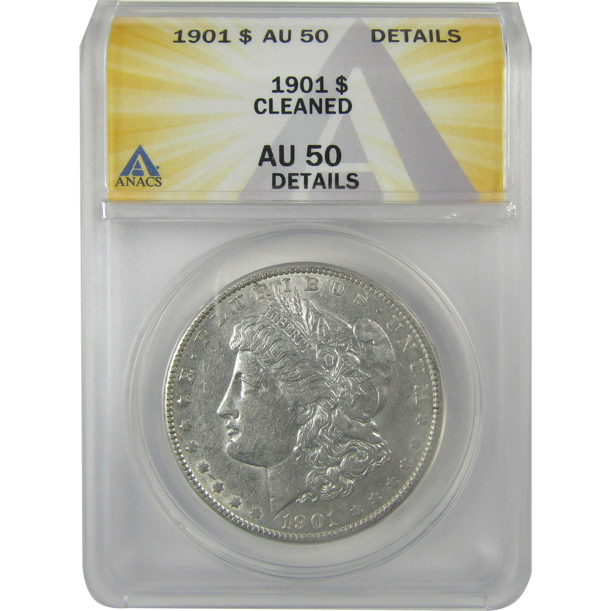 1901 Morgan Dollar AU 50 Details ANACS Silver $1 Coin SKU:I21265 - Morgan coin - Morgan silver dollar - Morgan silver dollar for sale - Profile Coins &amp; Collectibles