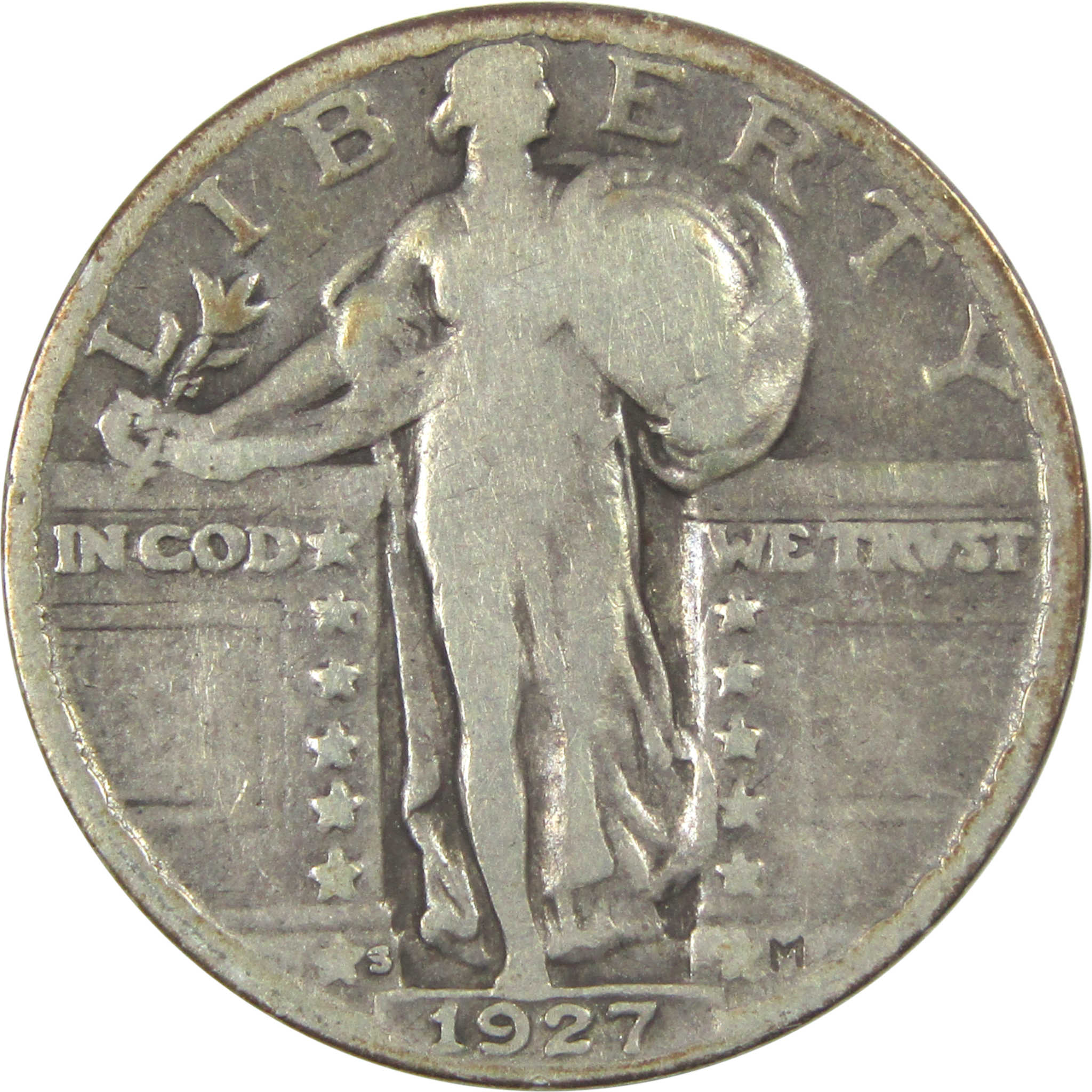 1927 S Standing Liberty Quarter VG Very Good Silver 25c SKU:I15328