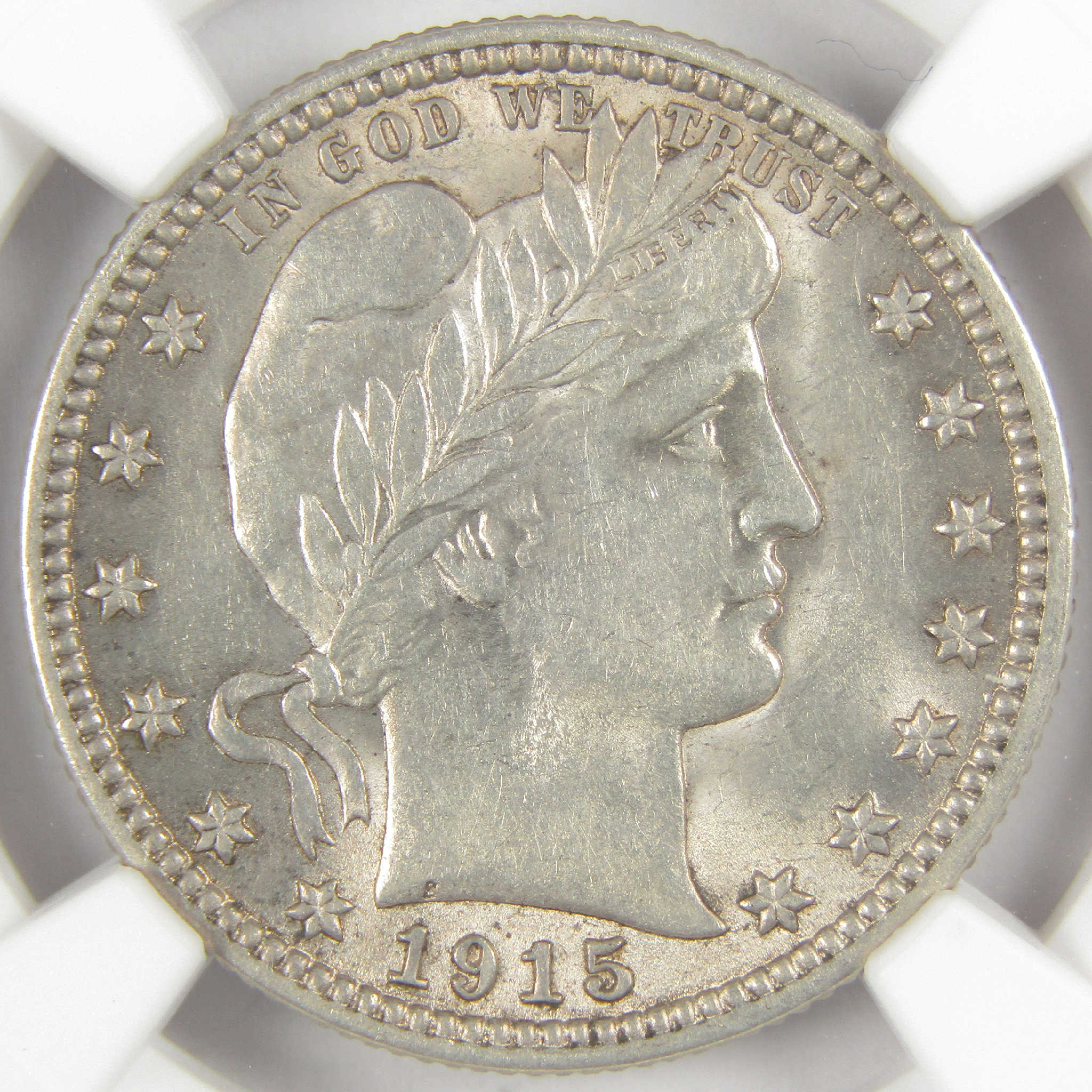 1915 Barber Quarter AU 53 NGC Silver 25c Coin