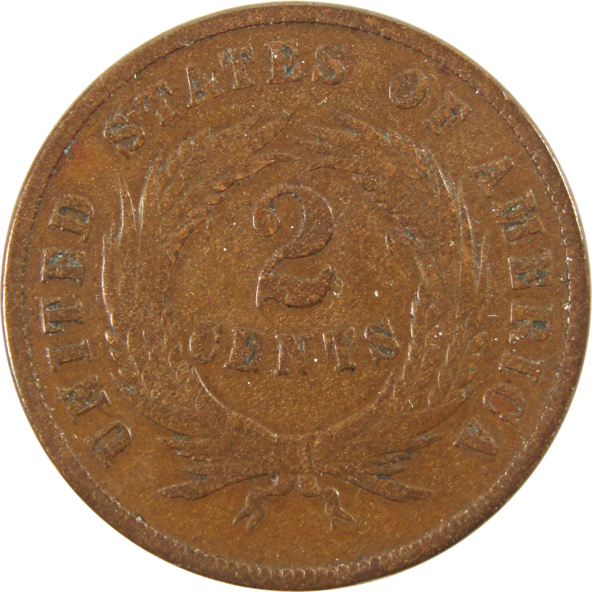 1868 Two Cent Piece F Fine 2c Coin SKU:I10103