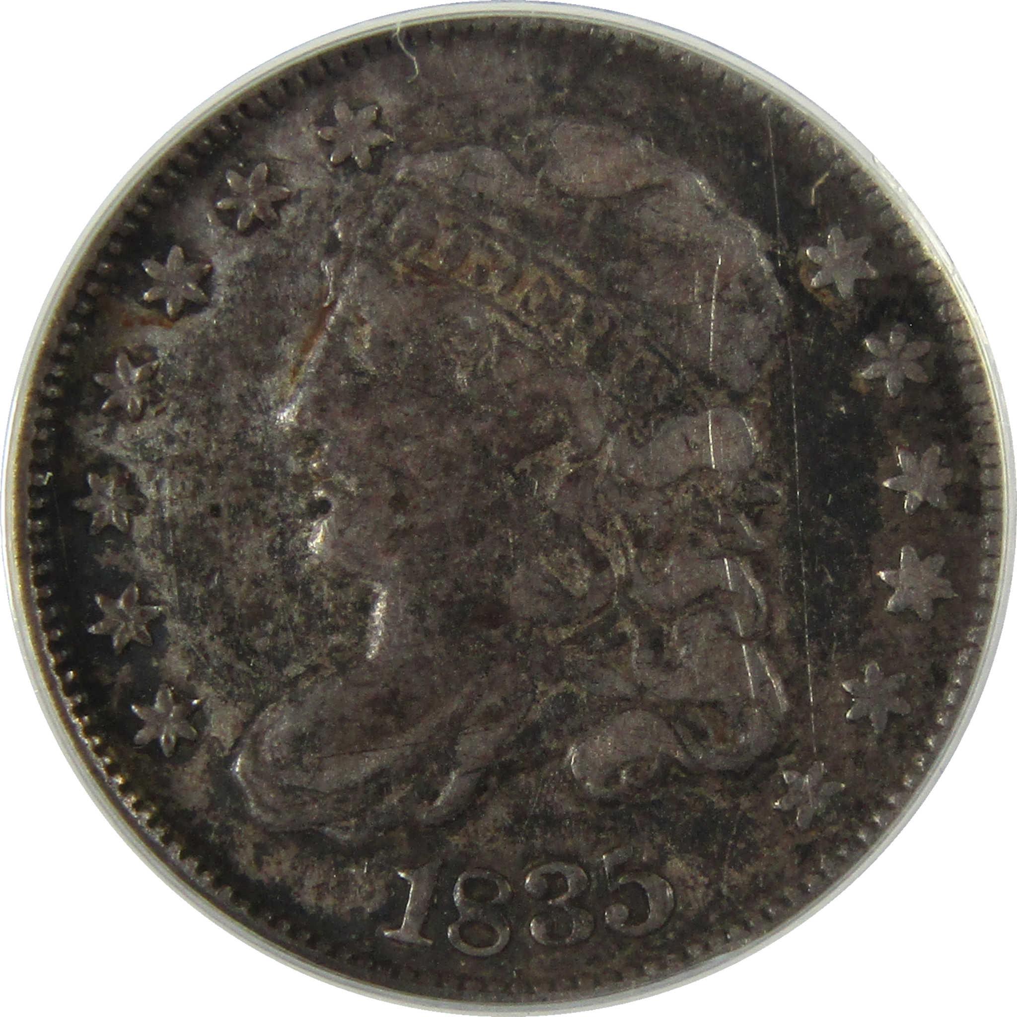 1835 Large Date and 5C Capped Bust Silver   10c VF 25 ANACS SKU:I28024