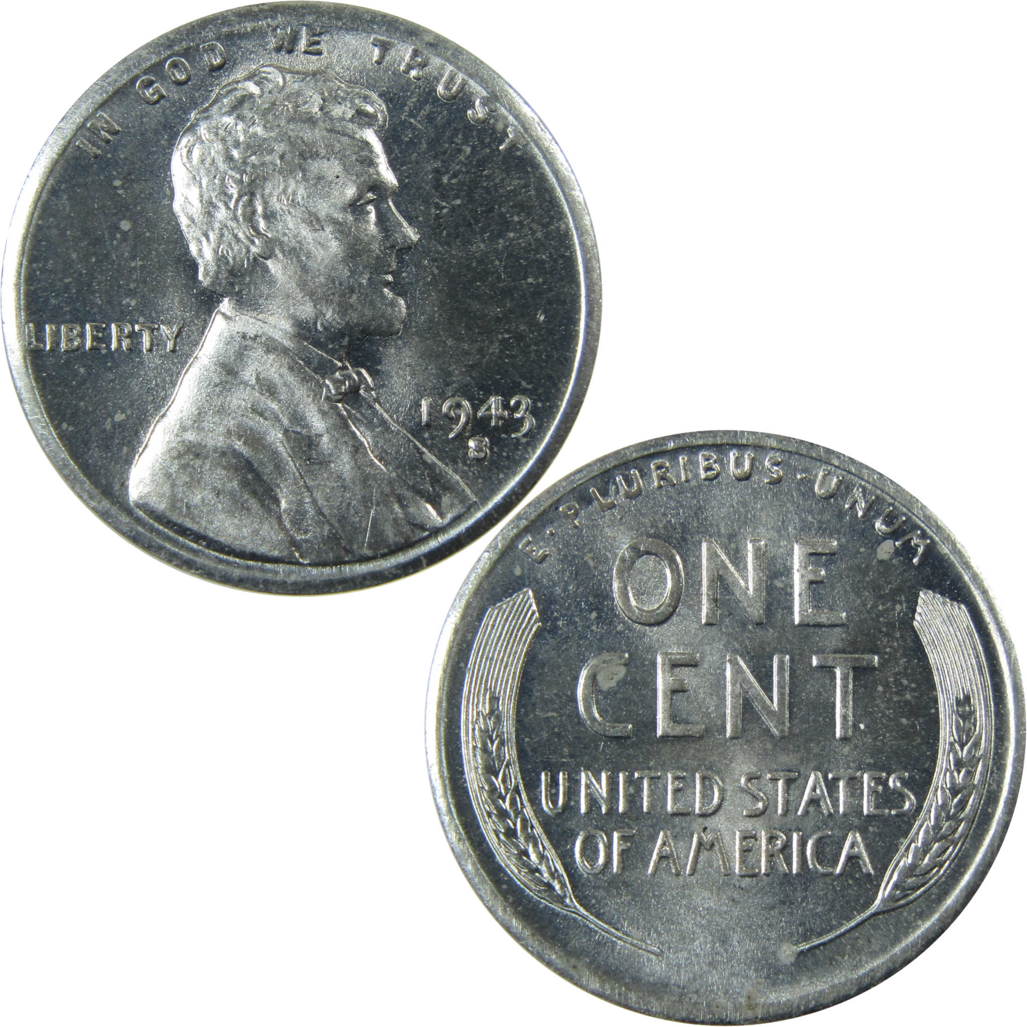 1943 S Lincoln Wheat Steel Cent Uncirculated Penny 1c Coin SKU:I28332