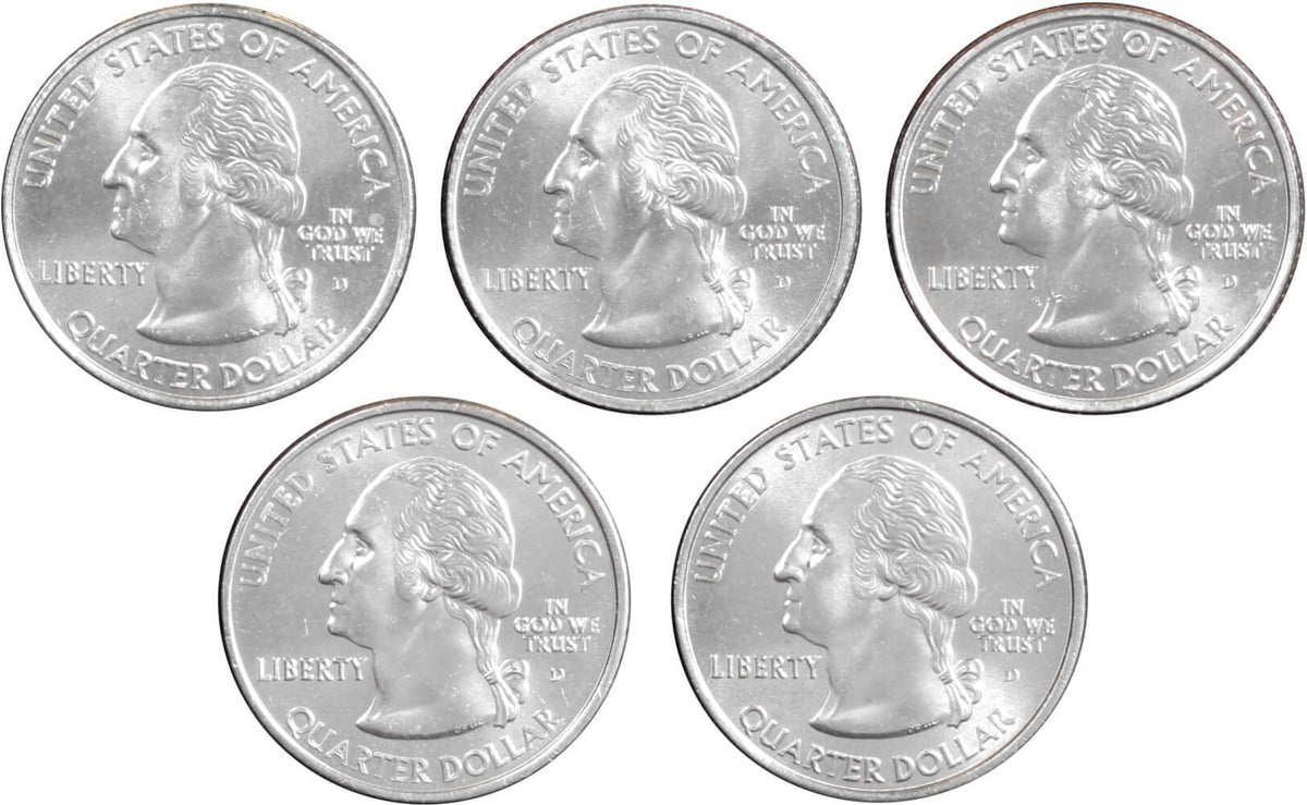 2003 D State Quarter 5 Coin Set Clad Uncirculated Mint State