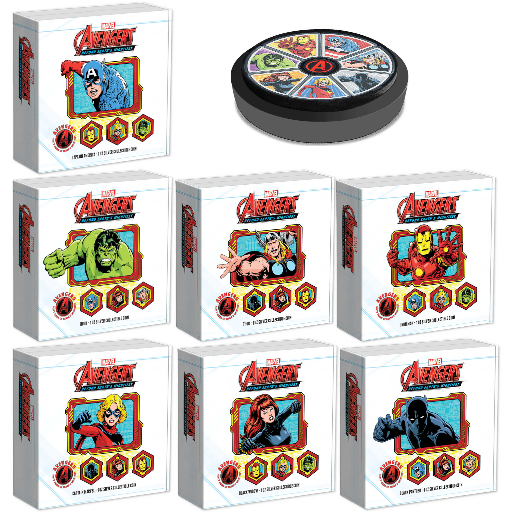 Marvel Avengers 60th Anniversary Silver Coin Set with Box SKU:OPC158