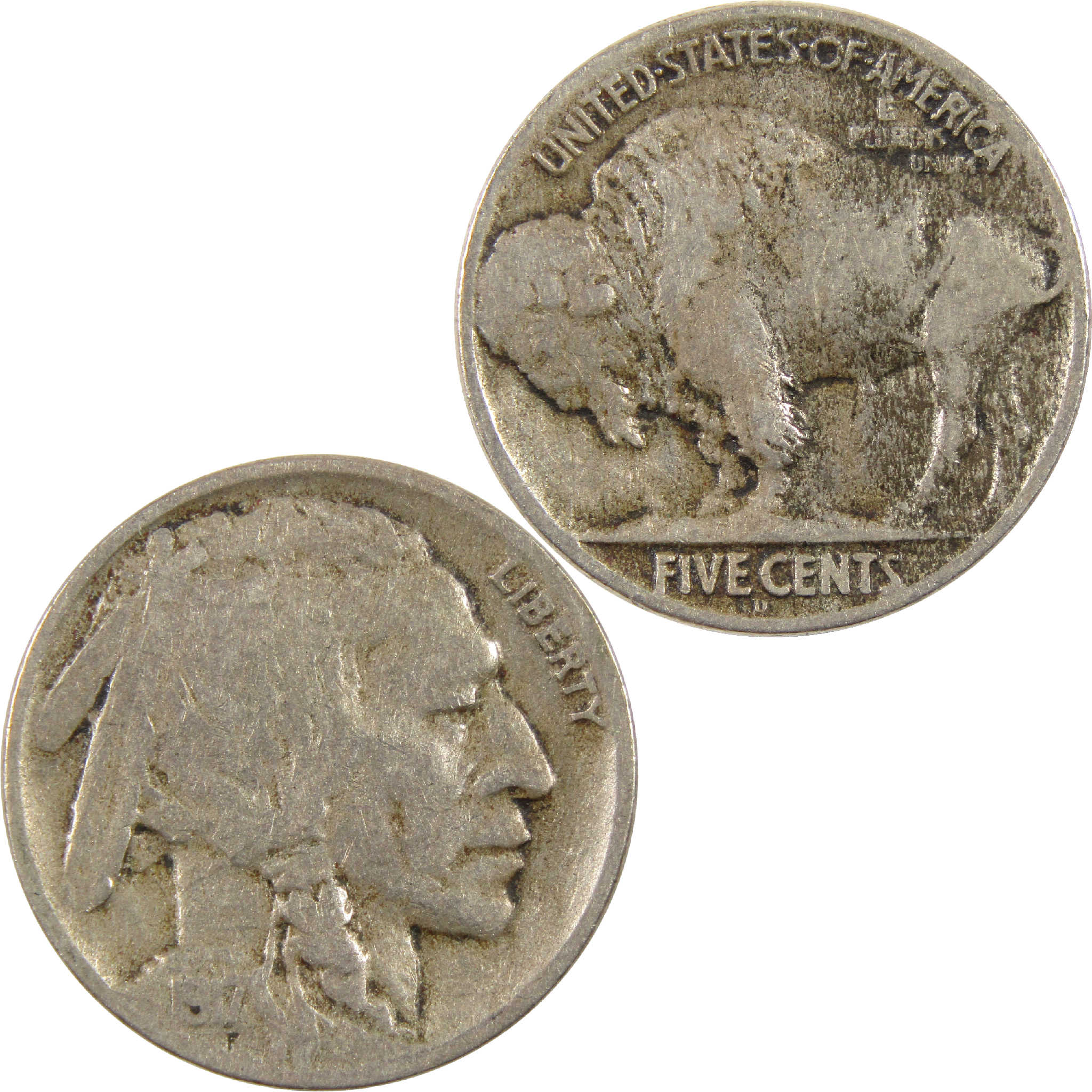 1917 D Indian Head Buffalo Nickel F Fine 5c Coin SKU:I11400