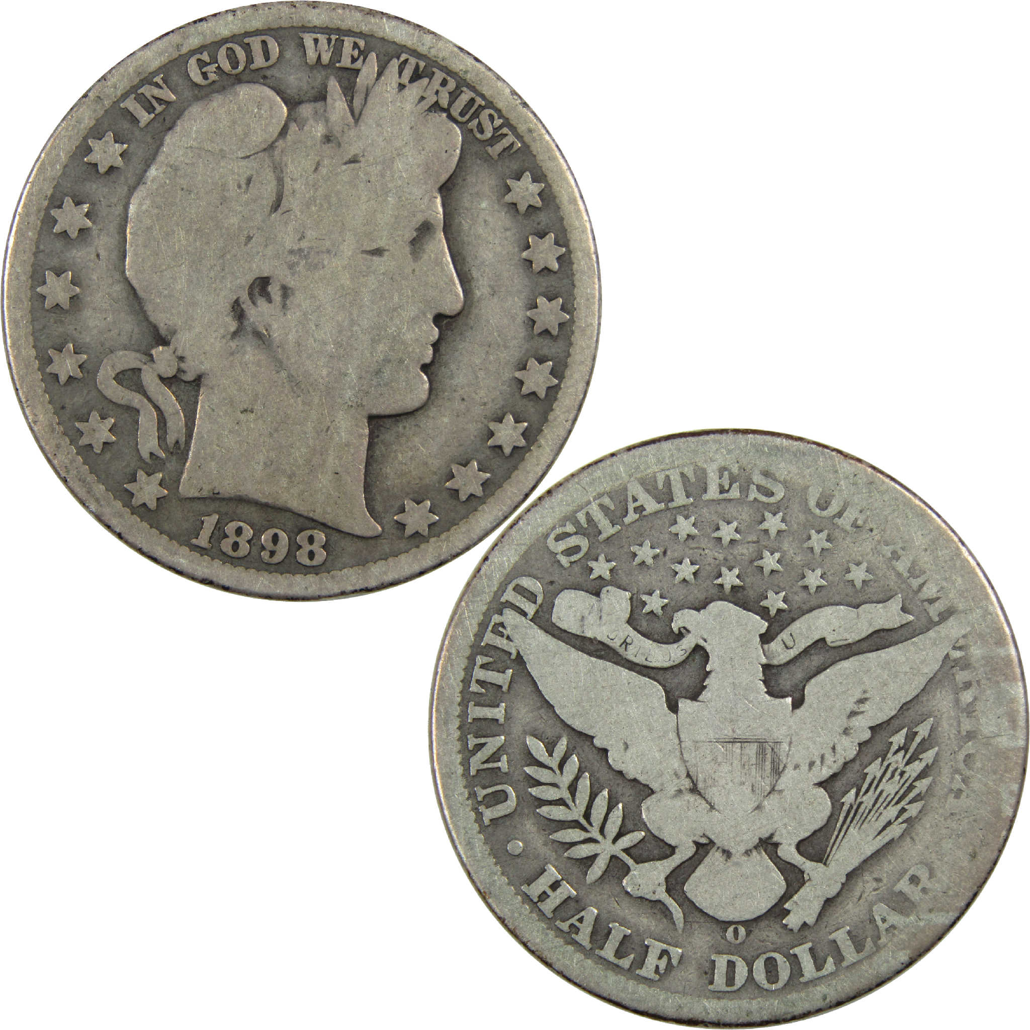 1898 O Barber Half Dollar AG About Good Silver 50c Coin SKU:I12523