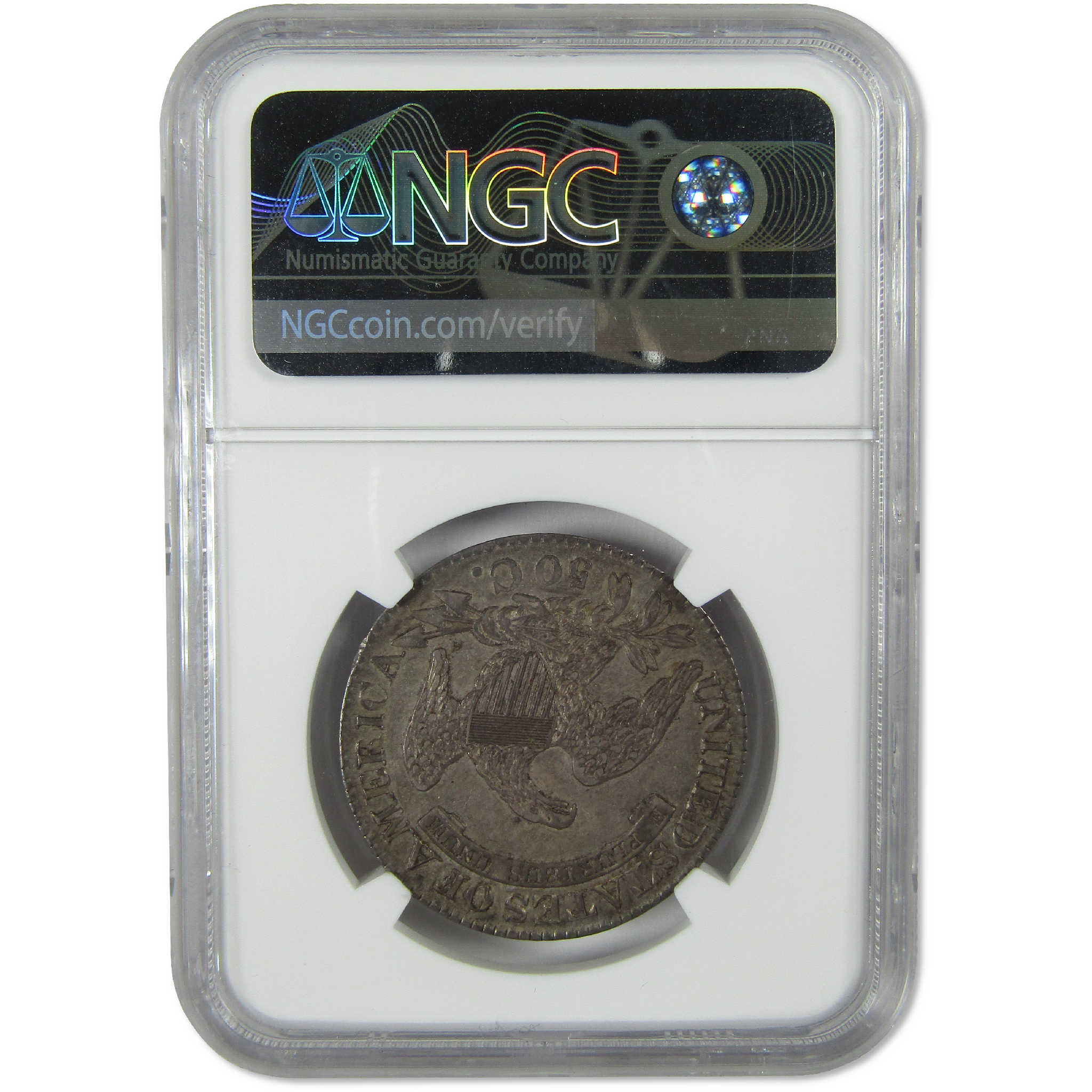 1827 Square Base 2 Capped Bust Silver Half Dollar AU 58 NGC 50c Coin