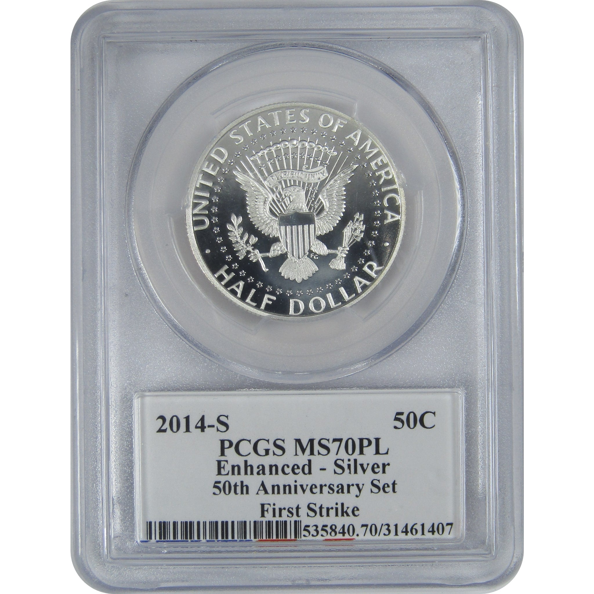 2014 S Kennedy Half MS 70 PL PCGS Silver 50th Anniversary SKU:CPC9087