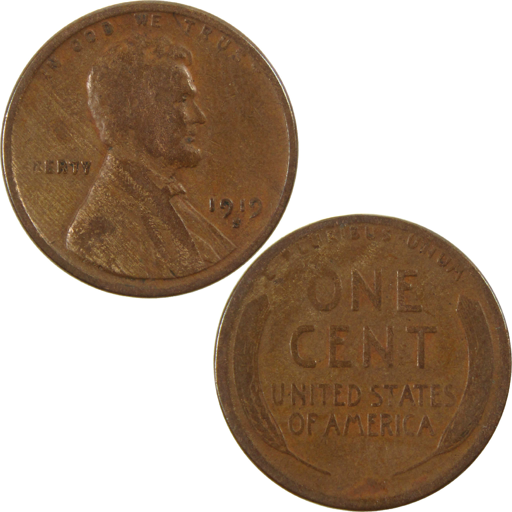 1919 S Lincoln Wheat Cent G Good Penny 1c Coin