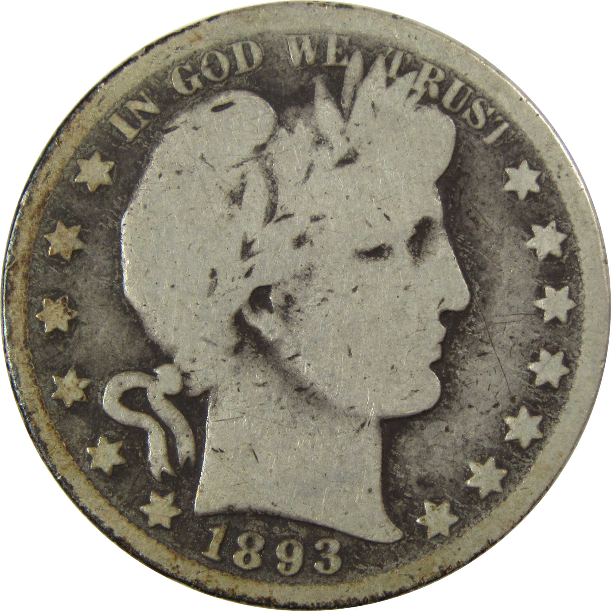 1893 O Barber Silver Half Dollar G Good 50c Coin SKU:I25969