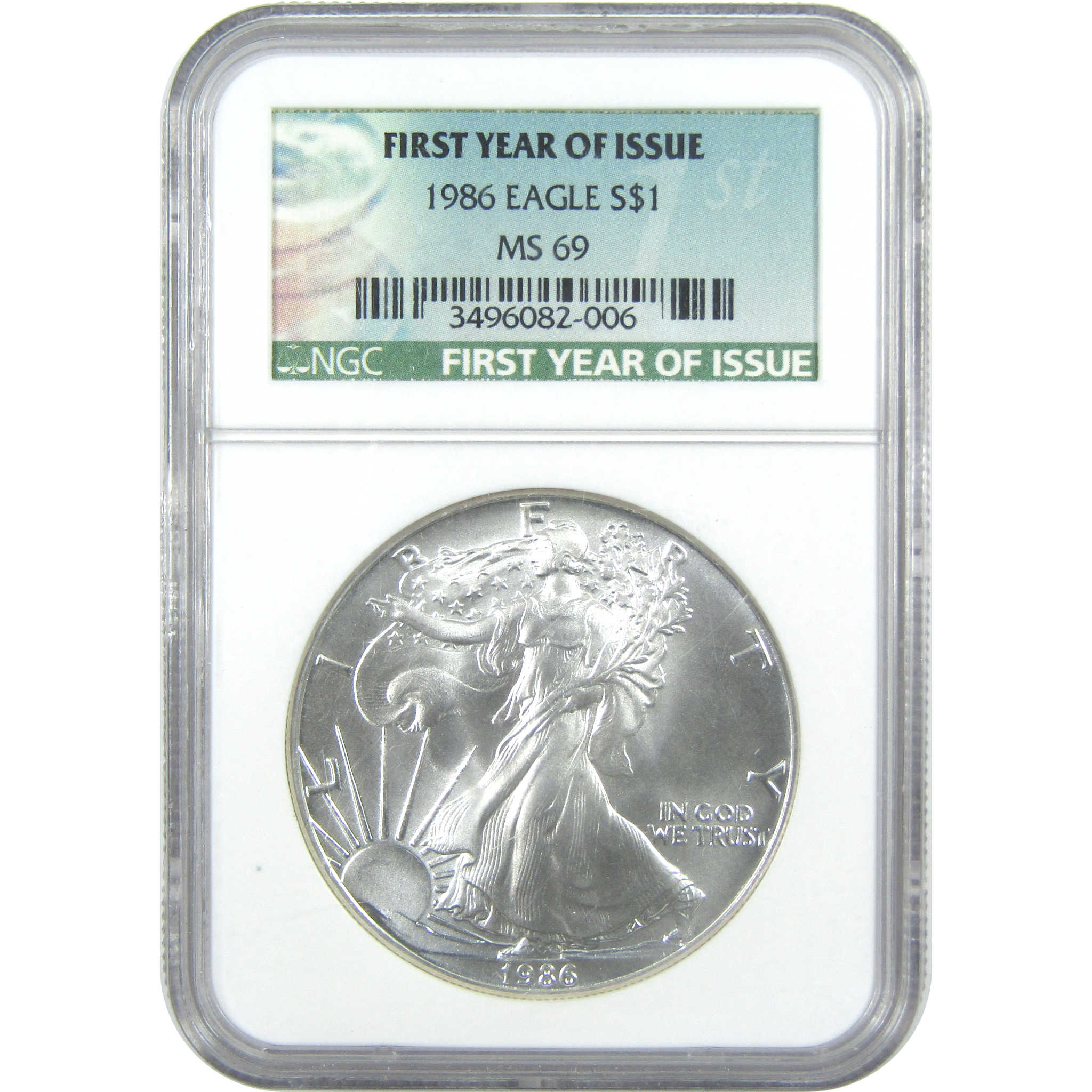 1986 American Eagle Dollar MS 69 NGC 1 oz .999 Silver SKU:I15595