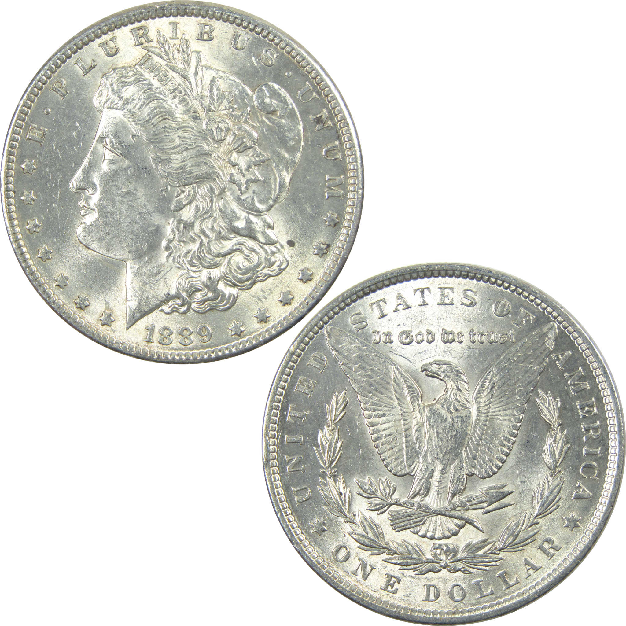 1889 Morgan Dollar AU About Uncirculated Silver $1 Coin SKU:I15409 - Morgan coin - Morgan silver dollar - Morgan silver dollar for sale - Profile Coins &amp; Collectibles