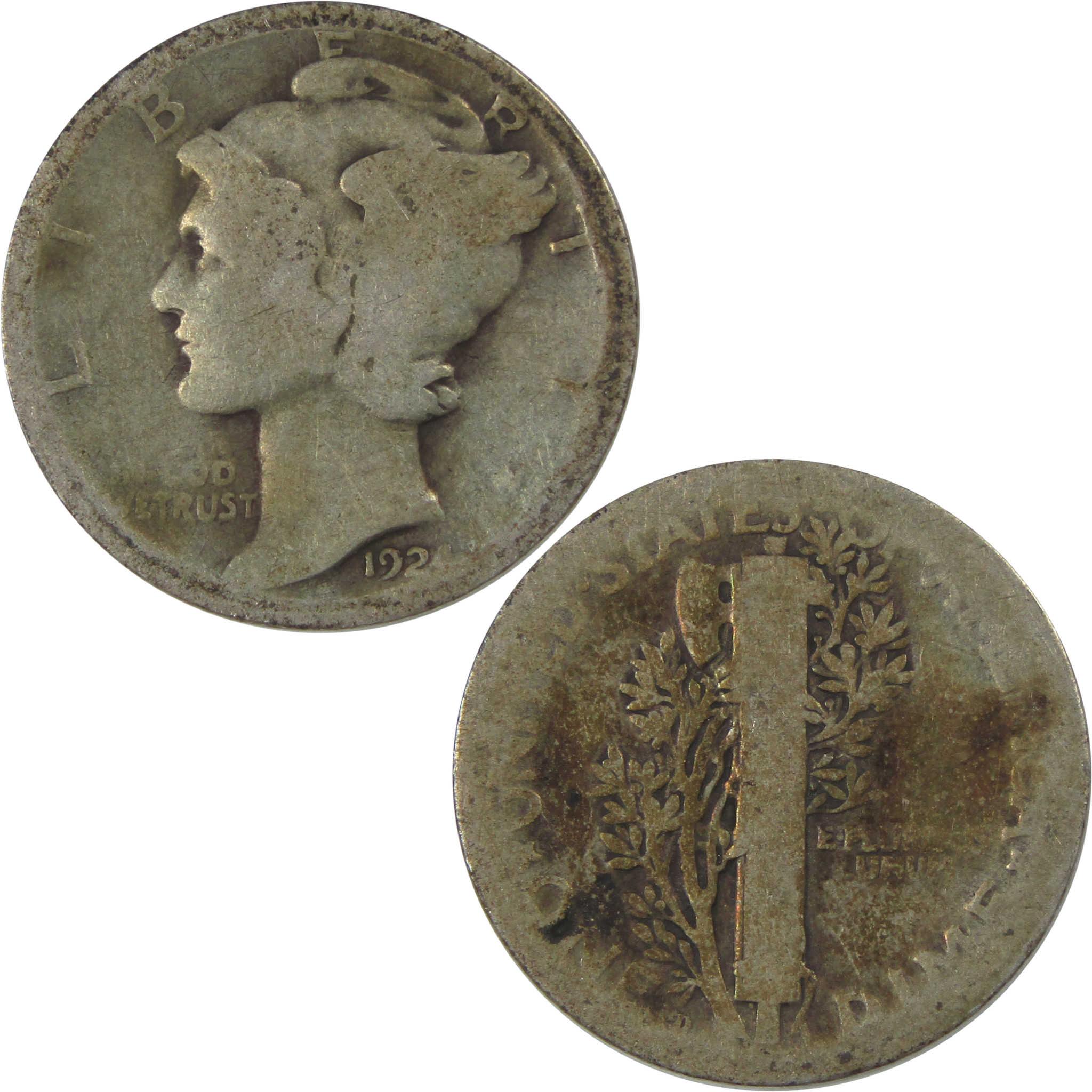 1924 D Mercury Silver Dime AG About Good 10c Coin SKU:I24380