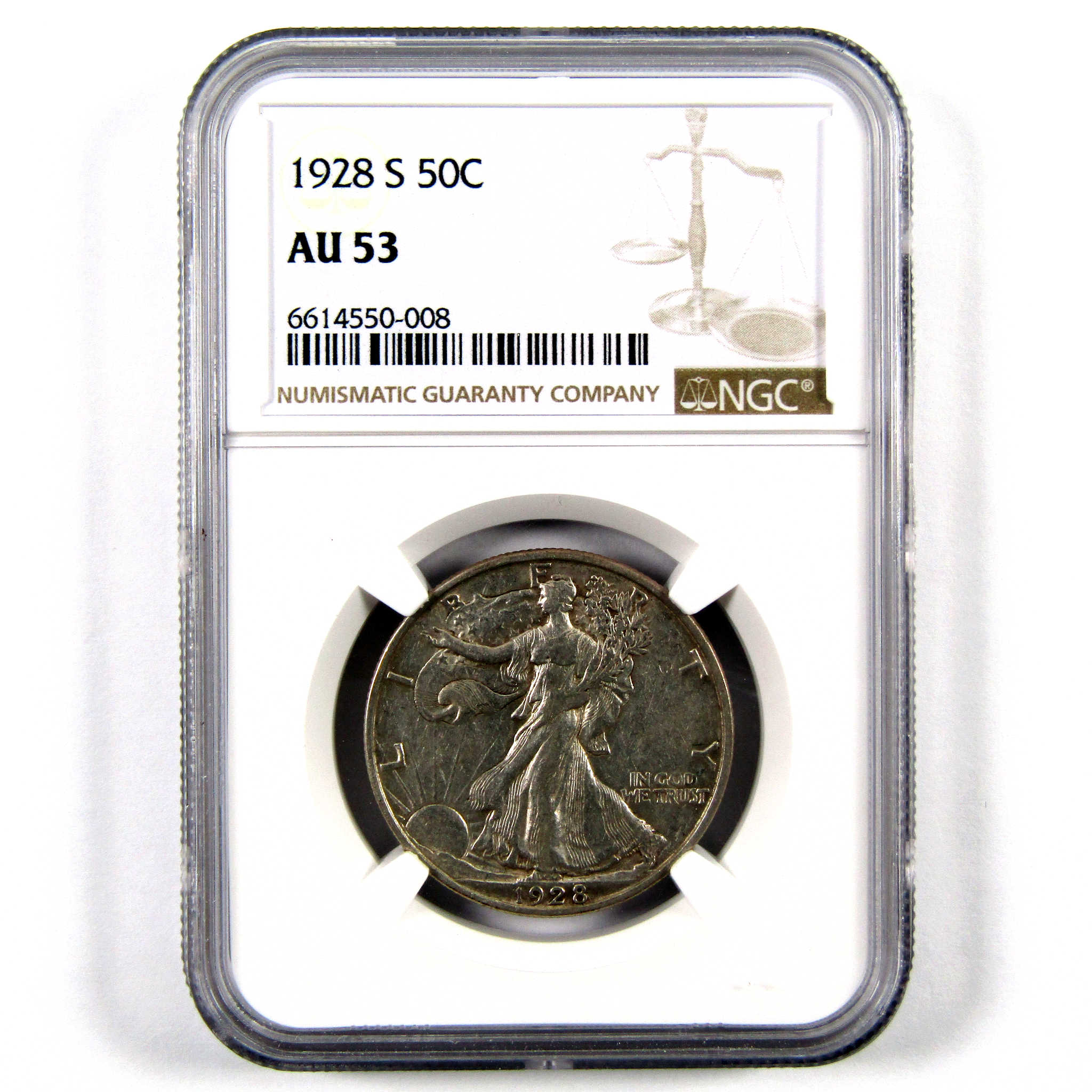 1928 S Liberty Walking Half Dollar AU 53 NGC 90% Silver 50c SKU:I10333