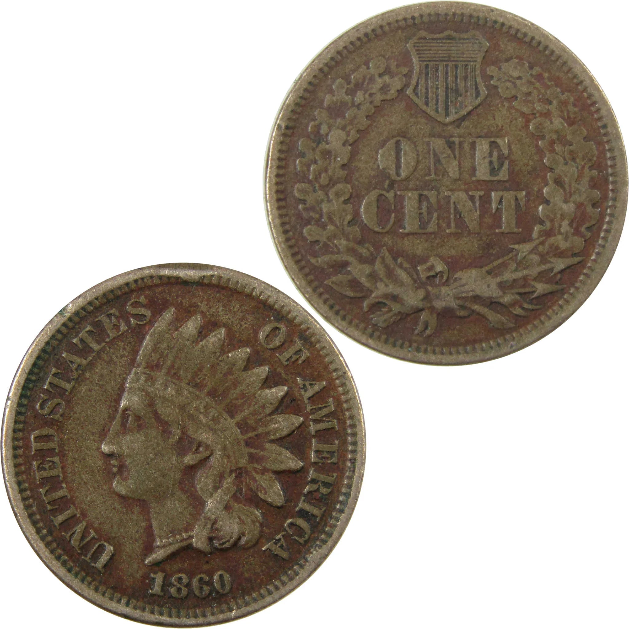 1860 Pointed Bust Indian Head Cent F Fine Details Penny SKU:CP1161