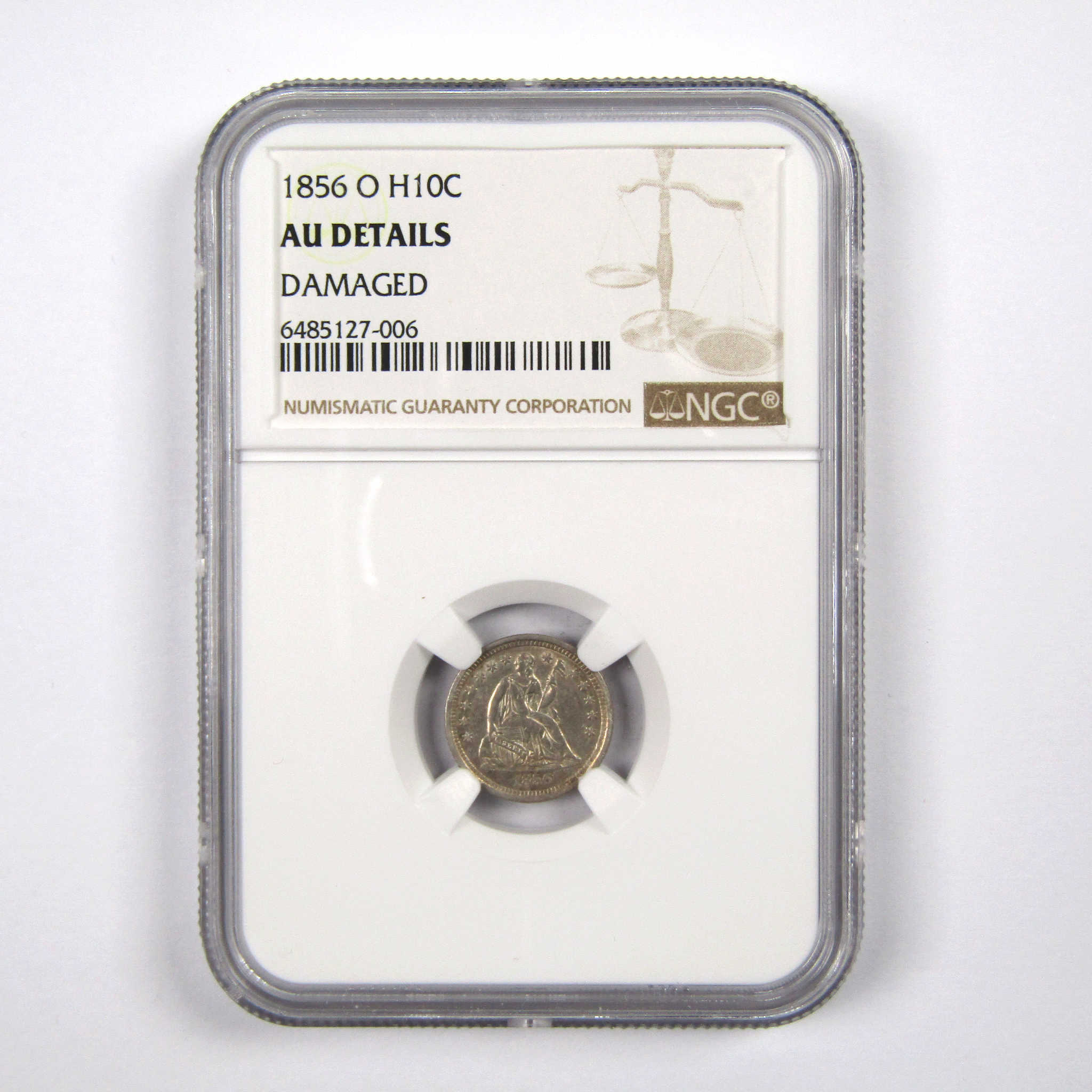 1856 O Seated Liberty Half Dime AU Details NGC Silver 5c SKU:I7324