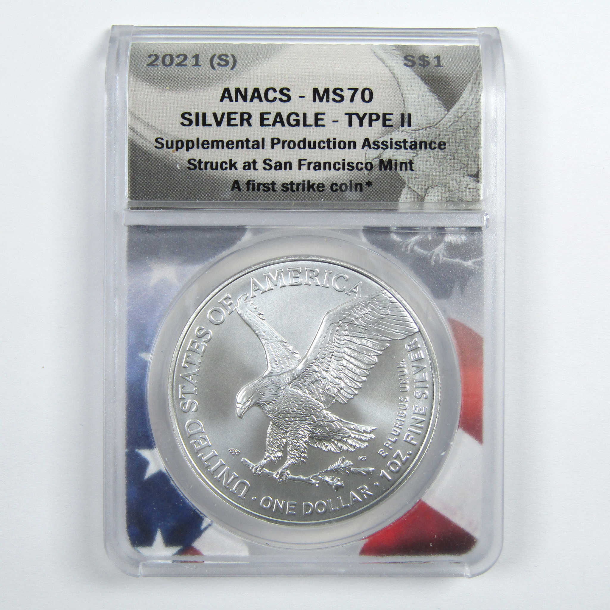 2021 (S) Type 2 American Silver Eagle MS 70 ANACS $1 SKU:CPC7829