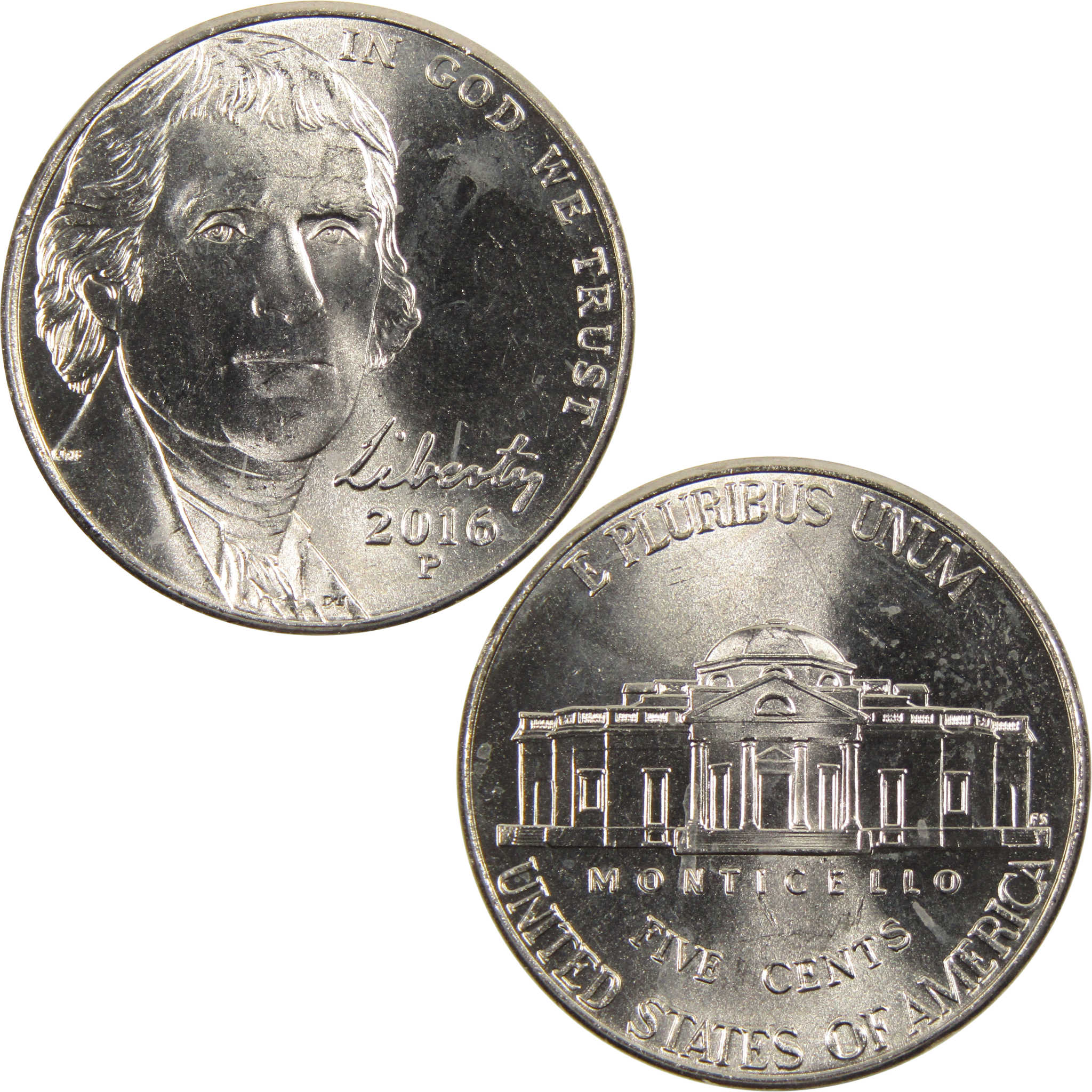 2016 P Jefferson Nickel BU Uncirculated 5c Coin