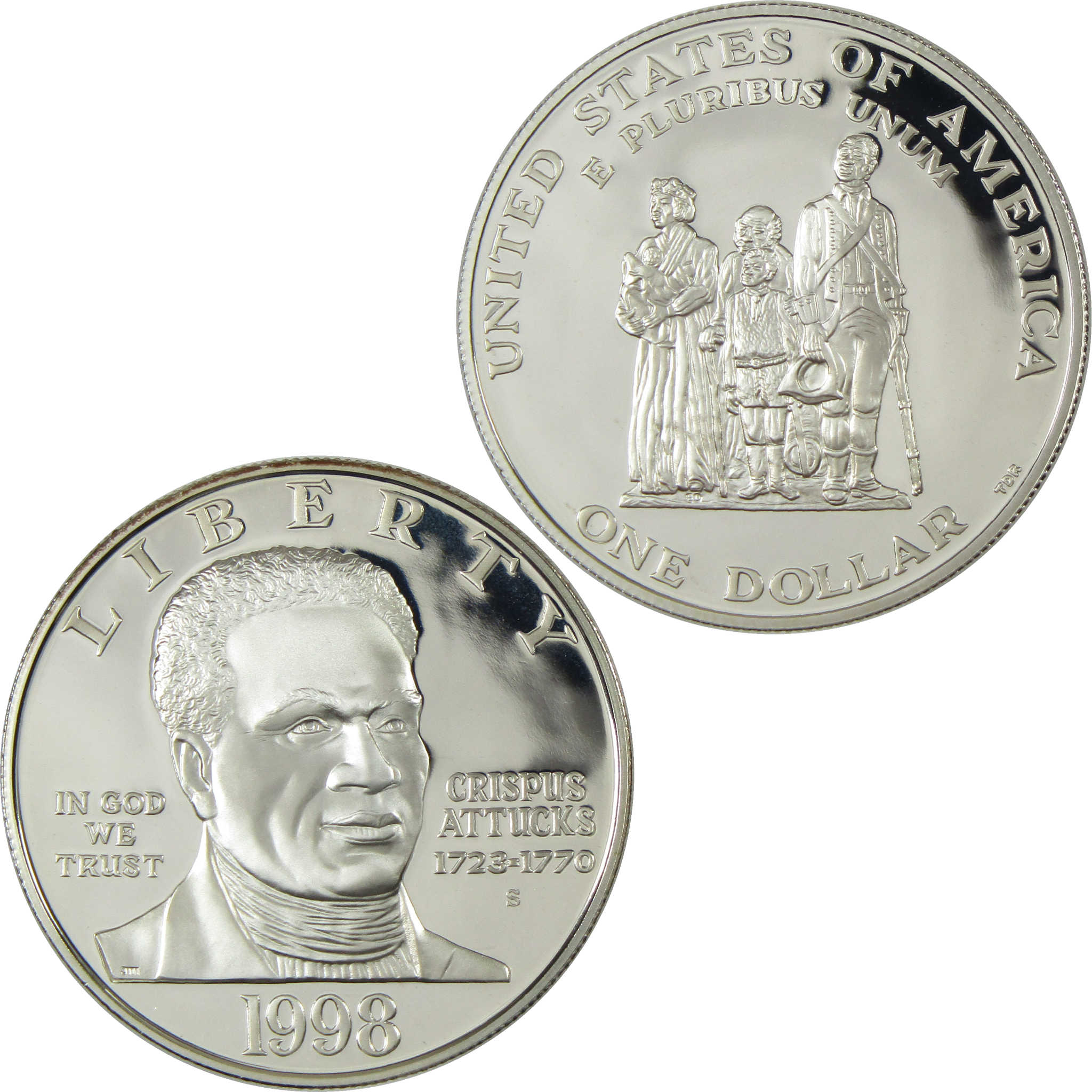 1998 S Black Revolutionary War Patriots Commemorative Silver $1 Proof