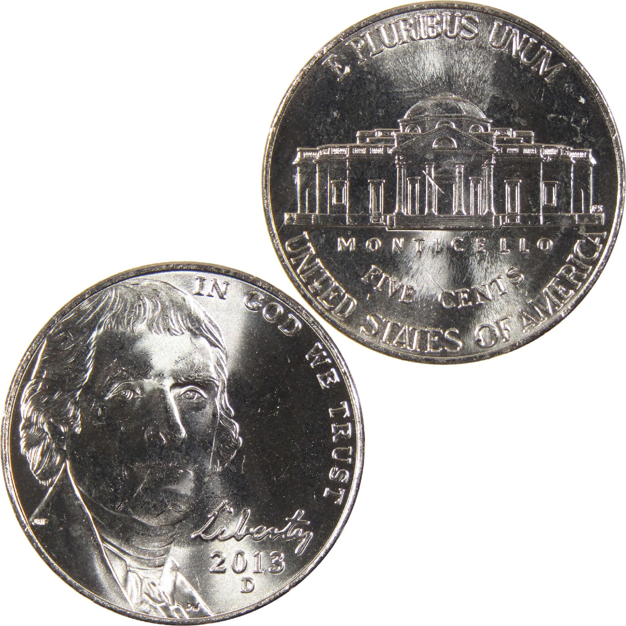 2013 D Jefferson Nickel BU Uncirculated 5c Coin