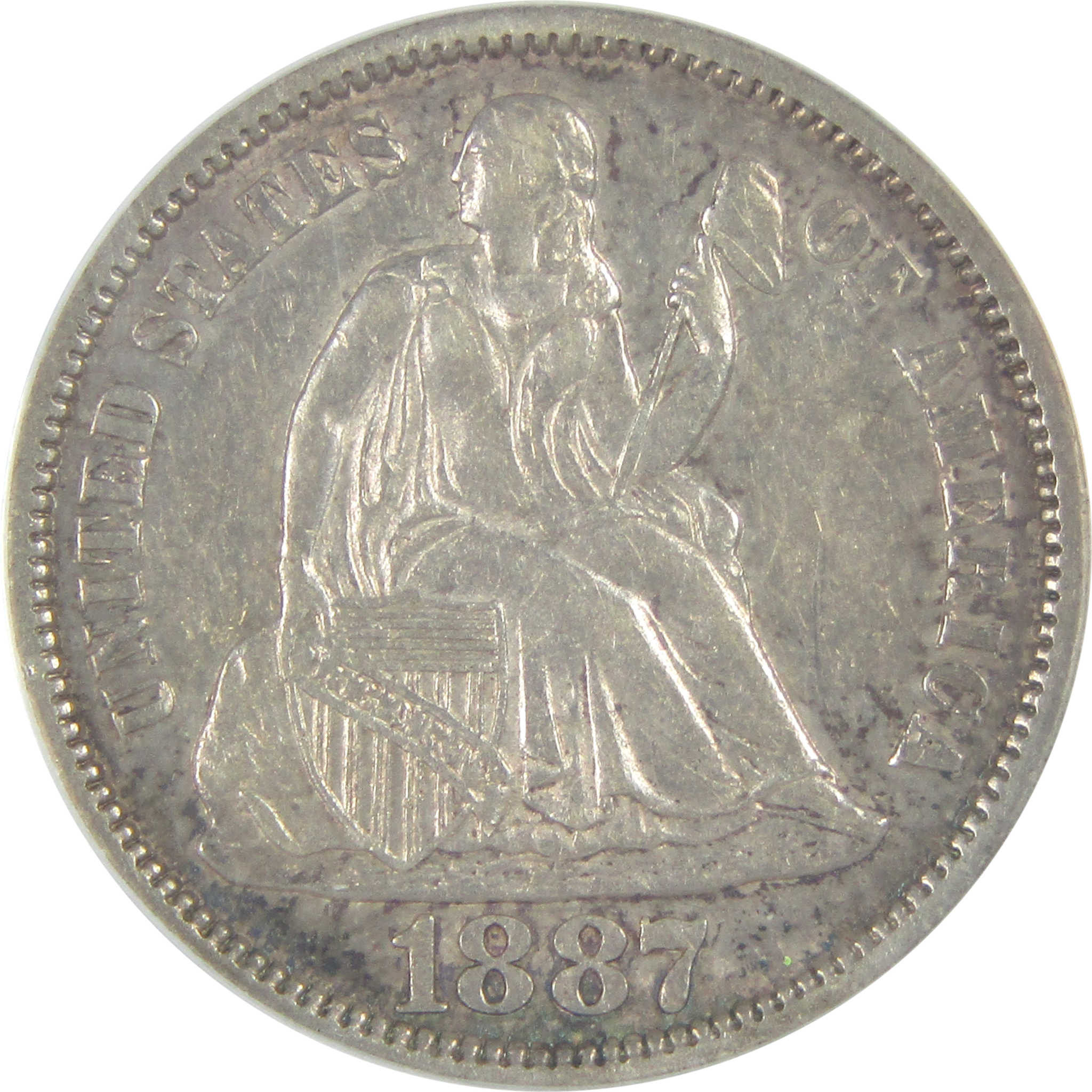 1887 S Seated Liberty Dime AU 50 ANACS Silver 10c Coin SKU:I16302