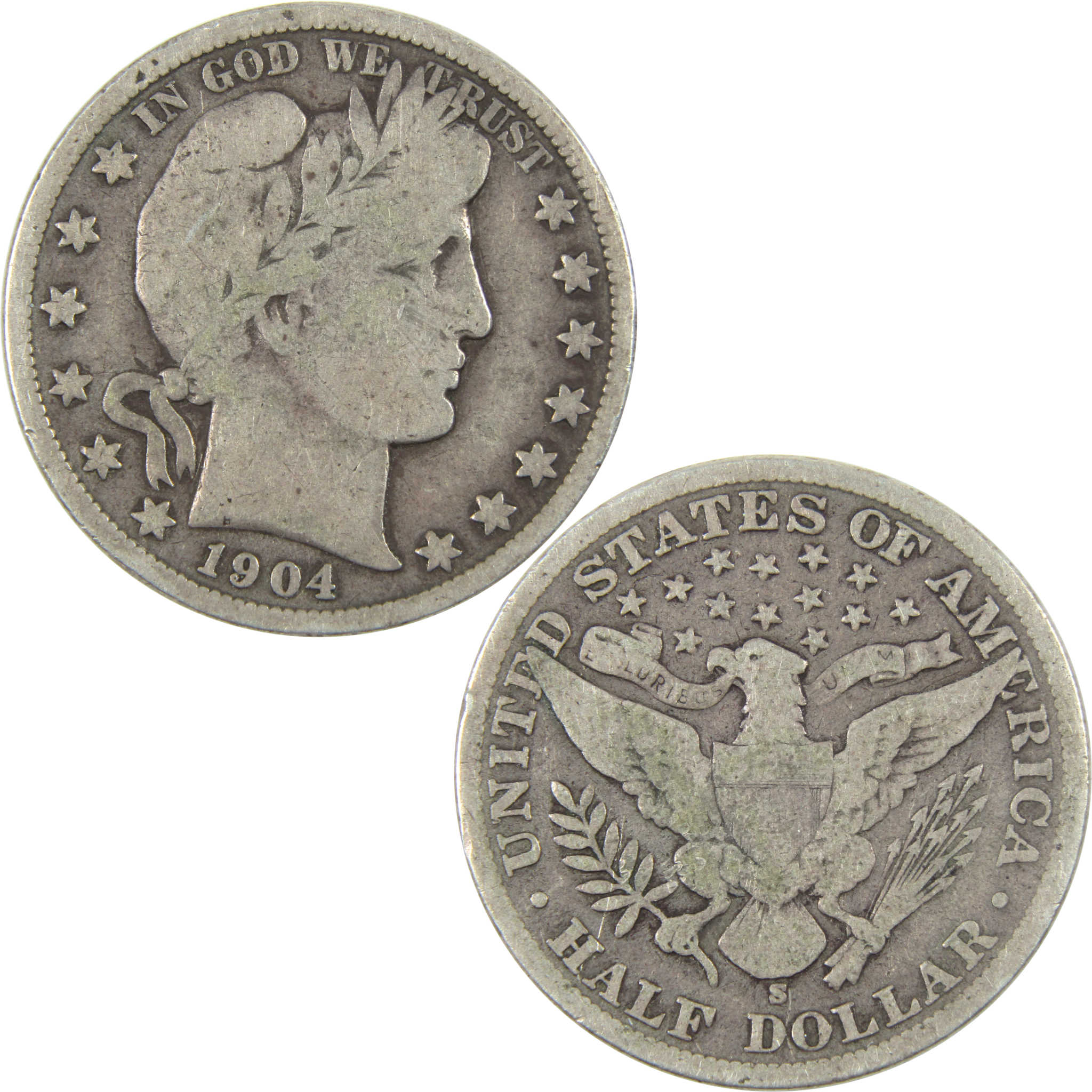 1904 S Barber Half Dollar VG Very Good Silver 50c Coin SKU:I14700