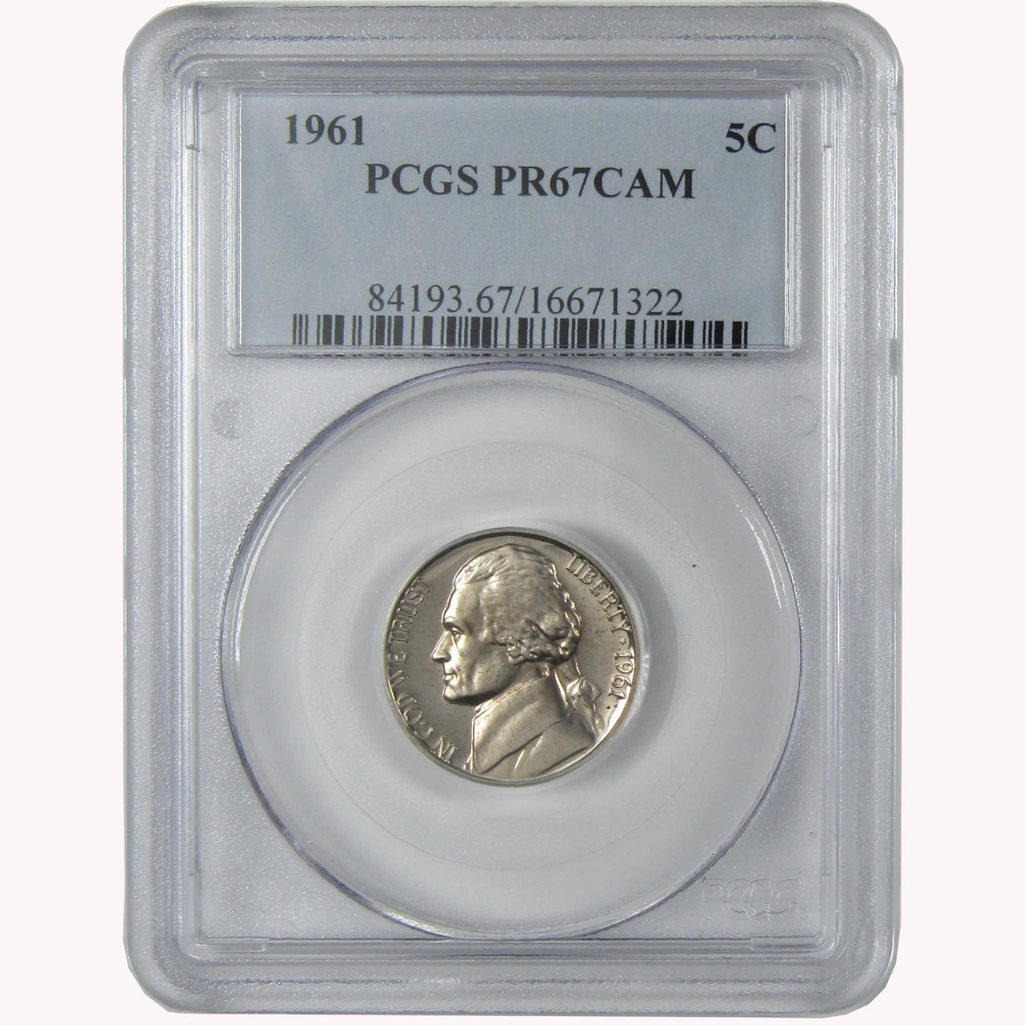 1961 Jefferson Nickel PR 67 CAM PCGS Proof 5c Coin SKU:I26440