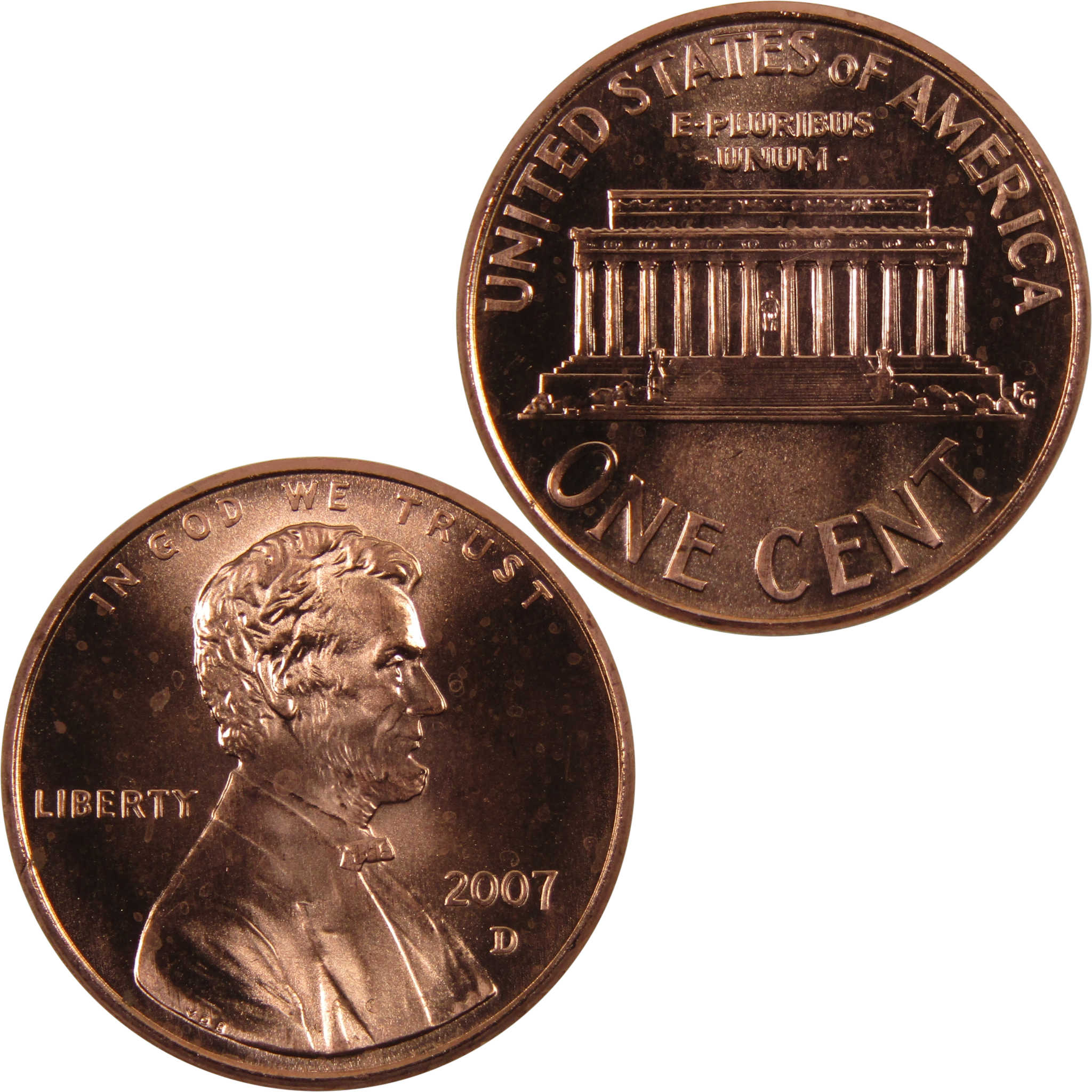 2007 D Lincoln Memorial Cent BU Uncirculated Penny 1c Coin