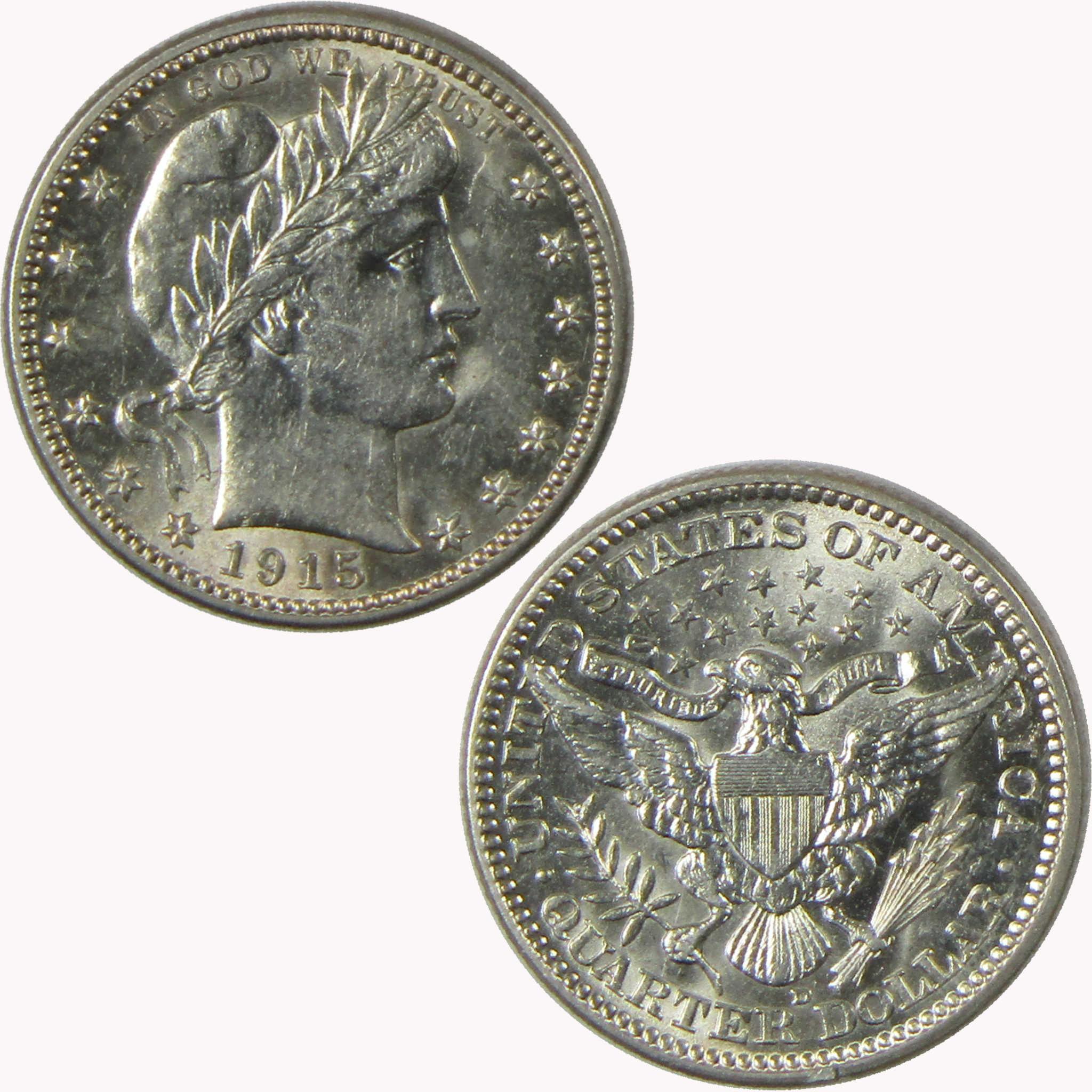 1915 D Barber Silver Quarter CH AU Choice About Uncirculated 25c Coin