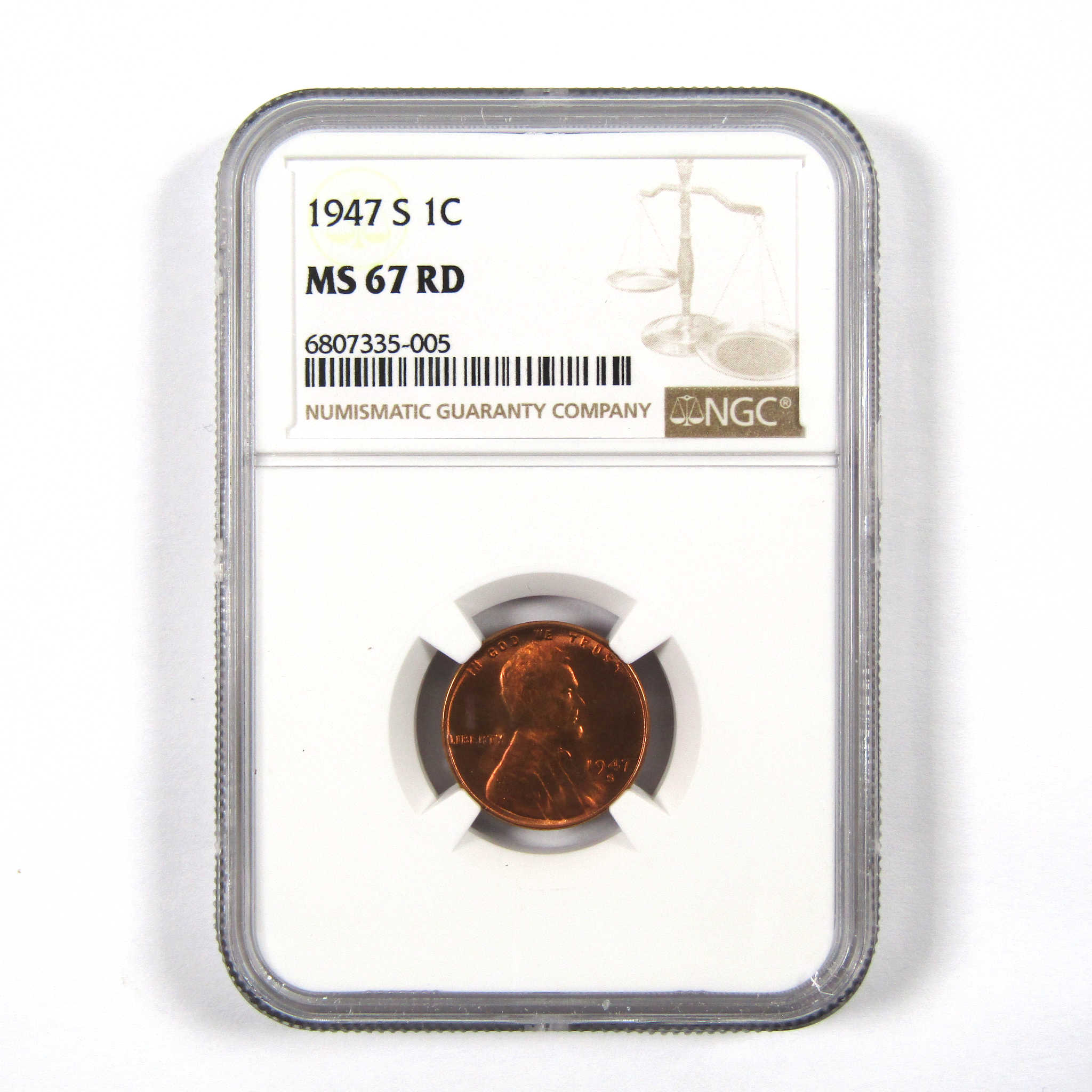 1947 S Lincoln Wheat Cent MS 67 RD NGC Penny 1c Uncirculated SKU:I9697