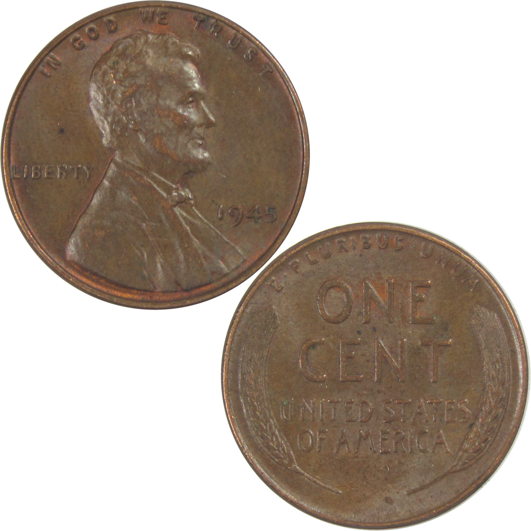 1945 Lincoln Wheat Cent AU About Uncirculated Penny 1c Coin