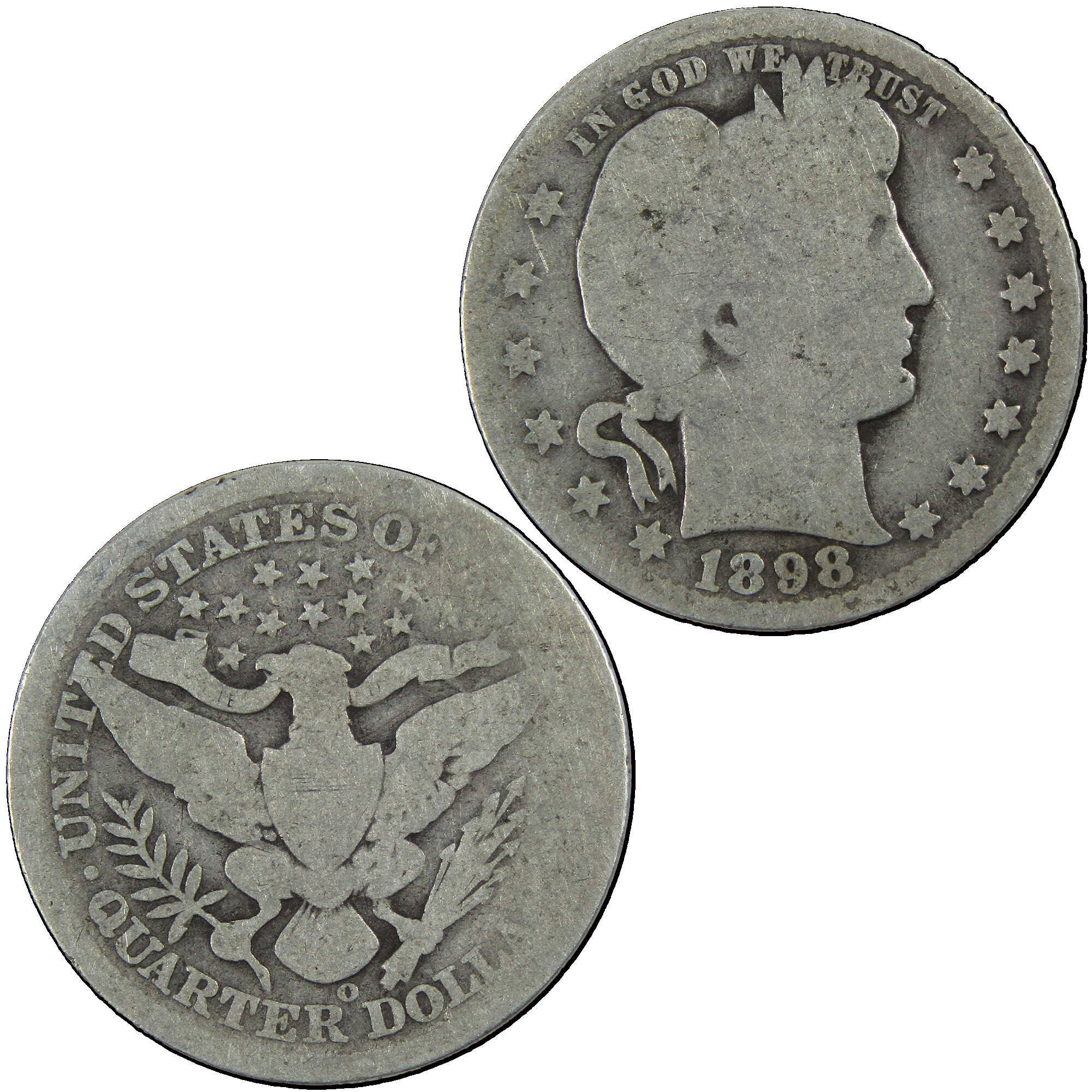 1898 O Barber Quarter AG About Good Silver 25c Coin SKU:I12731