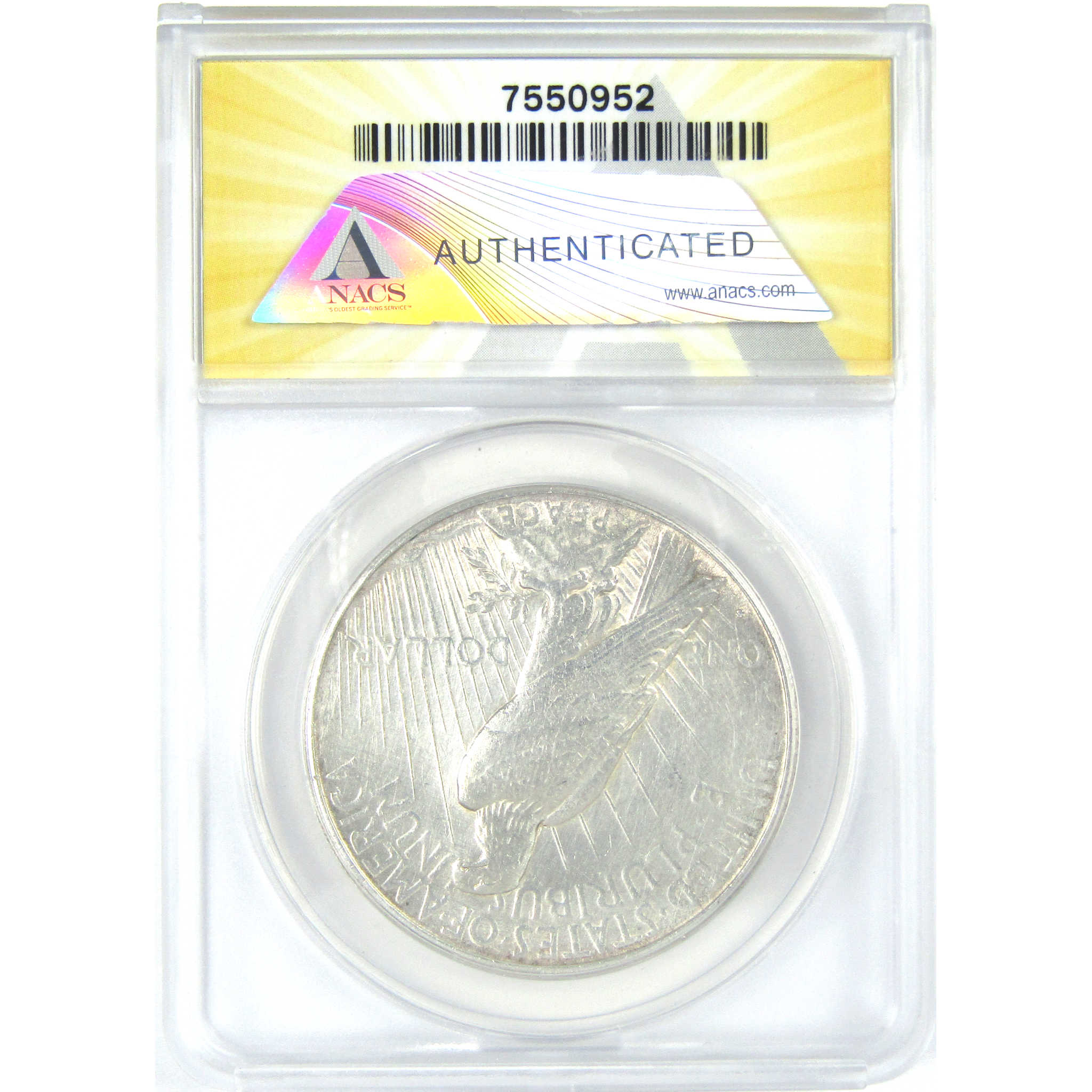 1934 S Peace Dollar AU 50 Details ANACS Silver $1 Coin SKU:I16251