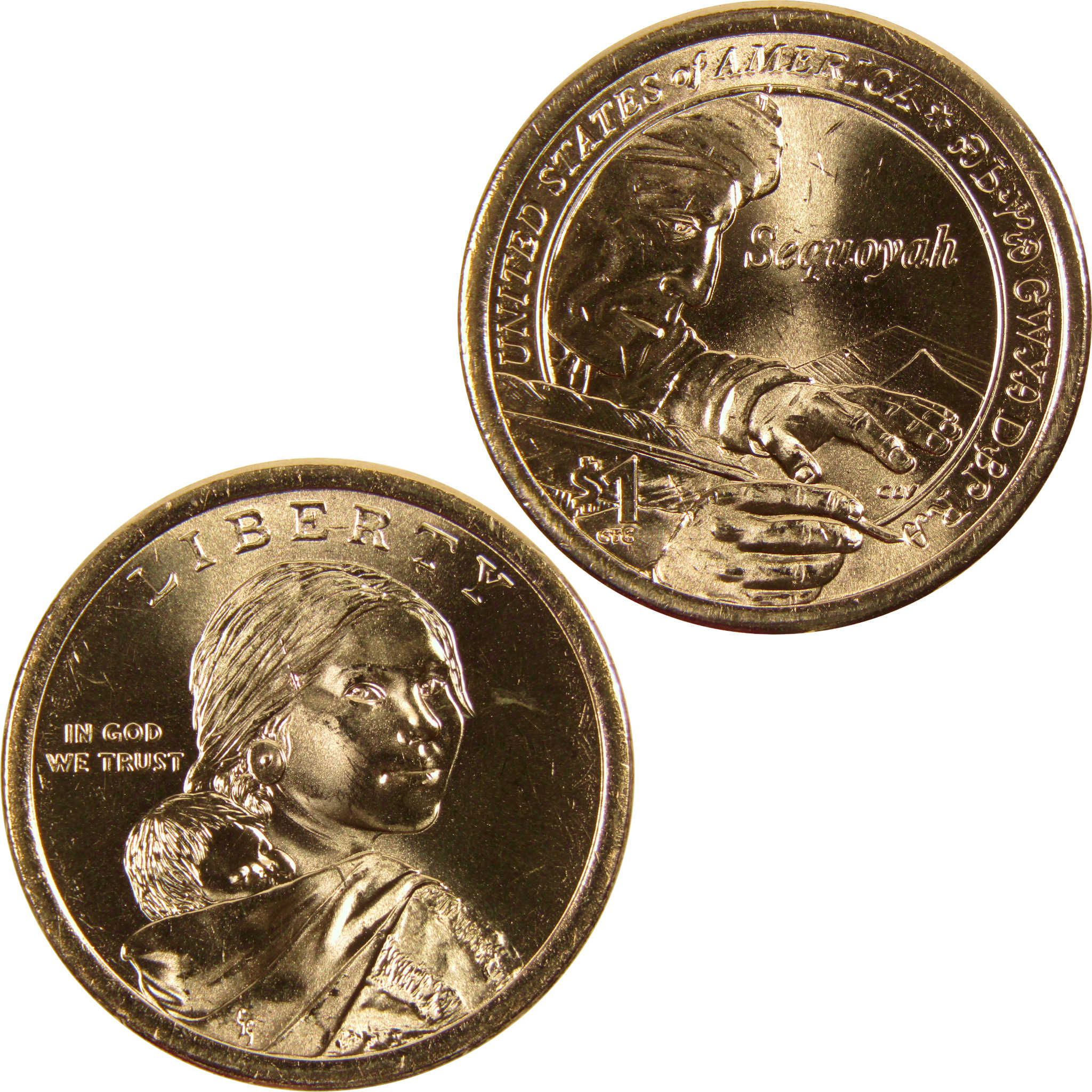2017 D Sequoyah Native American Dollar BU Uncirculated $1 Coin