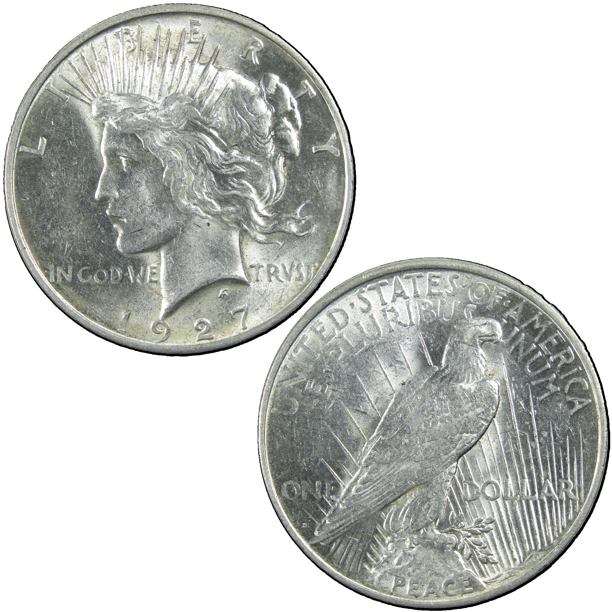 1927 D Peace Dollar AU About Uncirculated Silver $1 Coin SKU:I12942