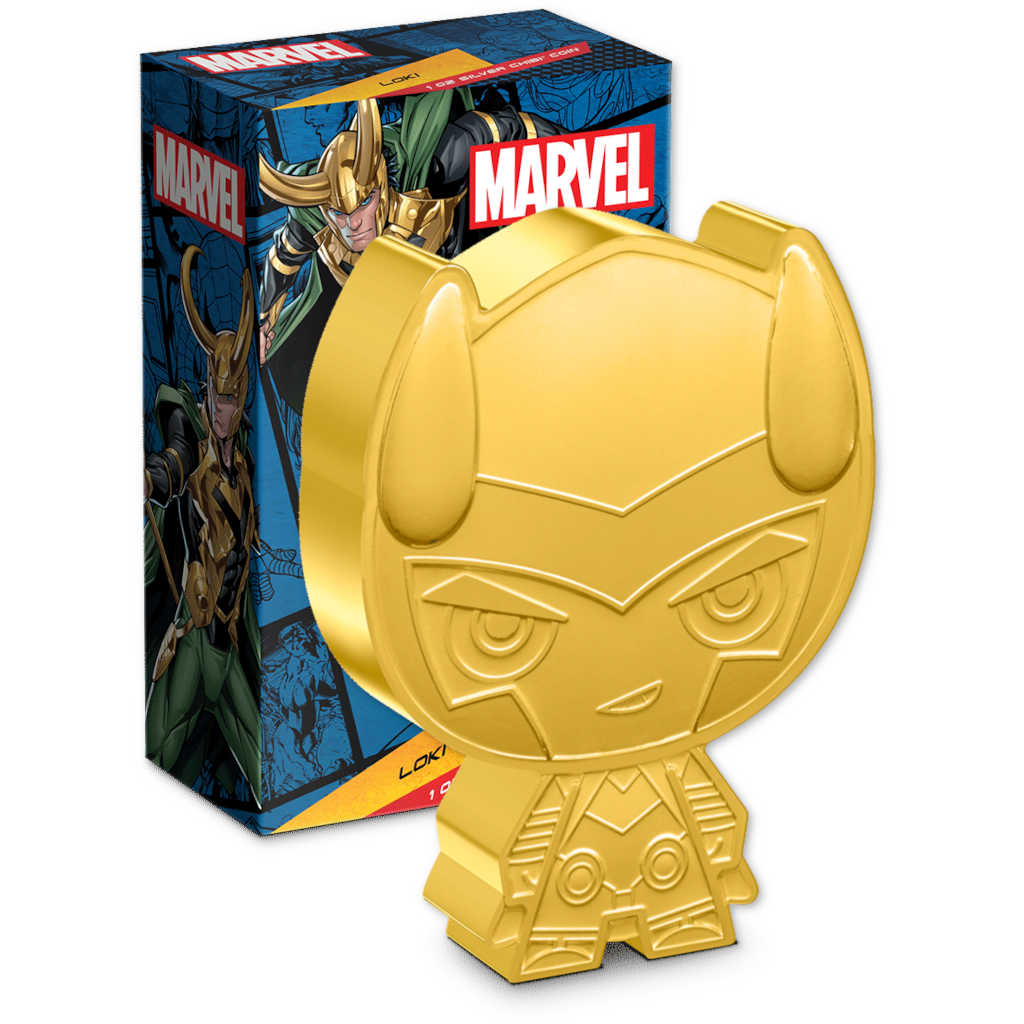 Marvel Loki Chibi 1 oz .999 Silver Gilded $2 Proof 2023 COA SKU:OPC159