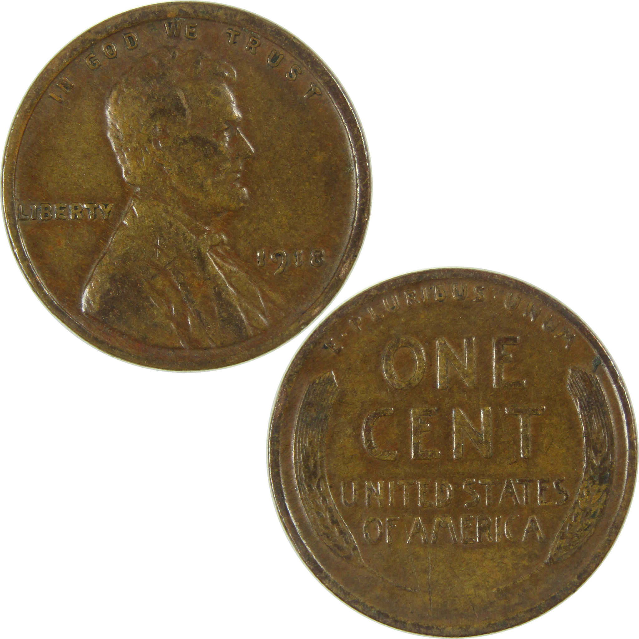 1918 Lincoln Wheat Cent F Fine Penny 1c Coin SKU:I26825