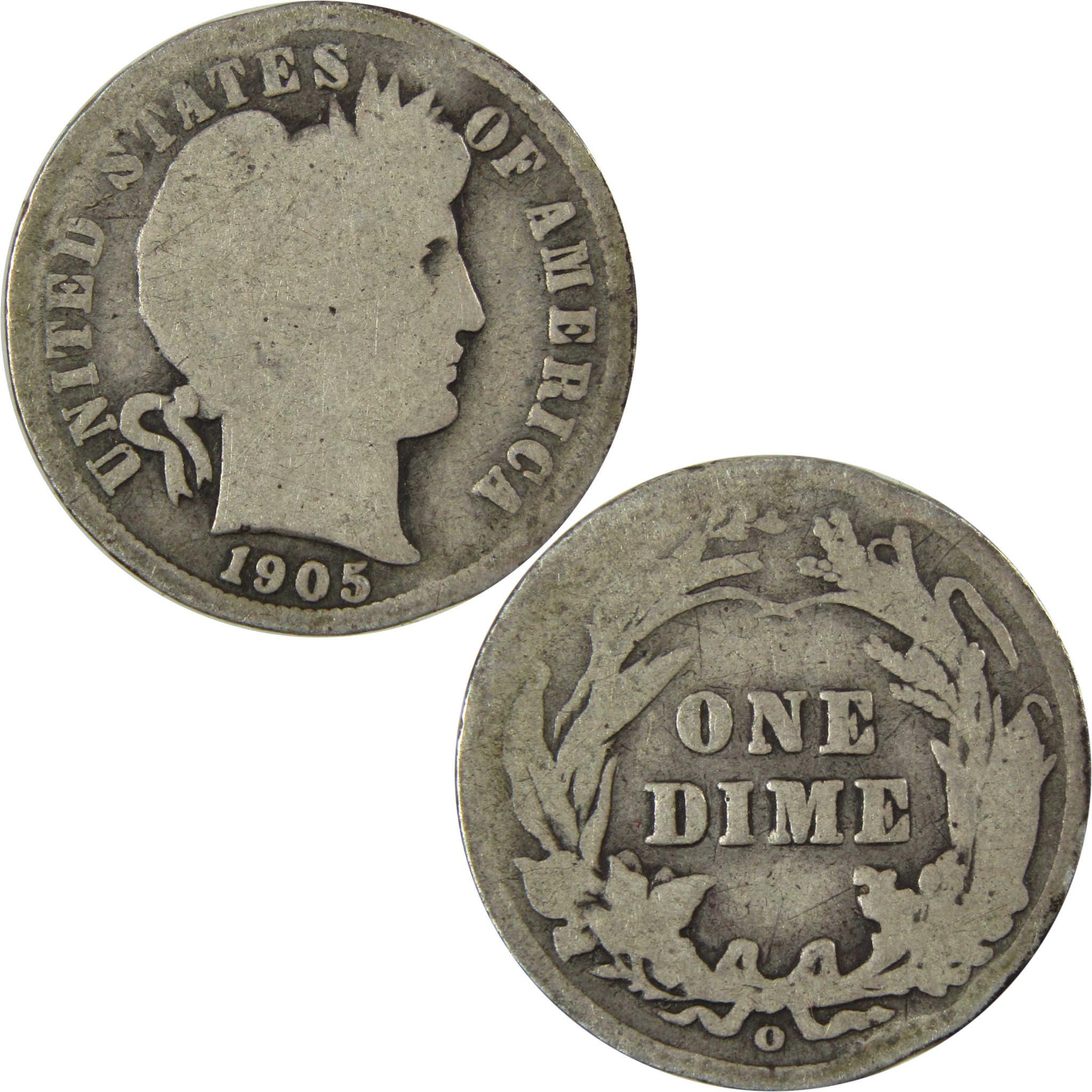 1905 O Micro O Barber Silver Dime G Good Details 10c Coin SKU:I26637