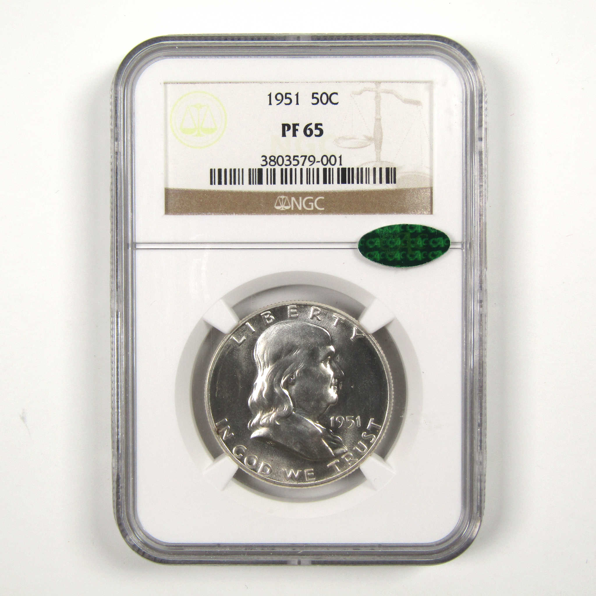 1951 Franklin Half Dollar PF 65 NGC CAC 90% Silver 50c Proof SKU:I7980