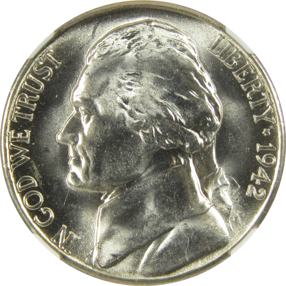 1942 S Jefferson Wartime Silver Nickel MS 65 5FS NGC Coin SKU:I28715