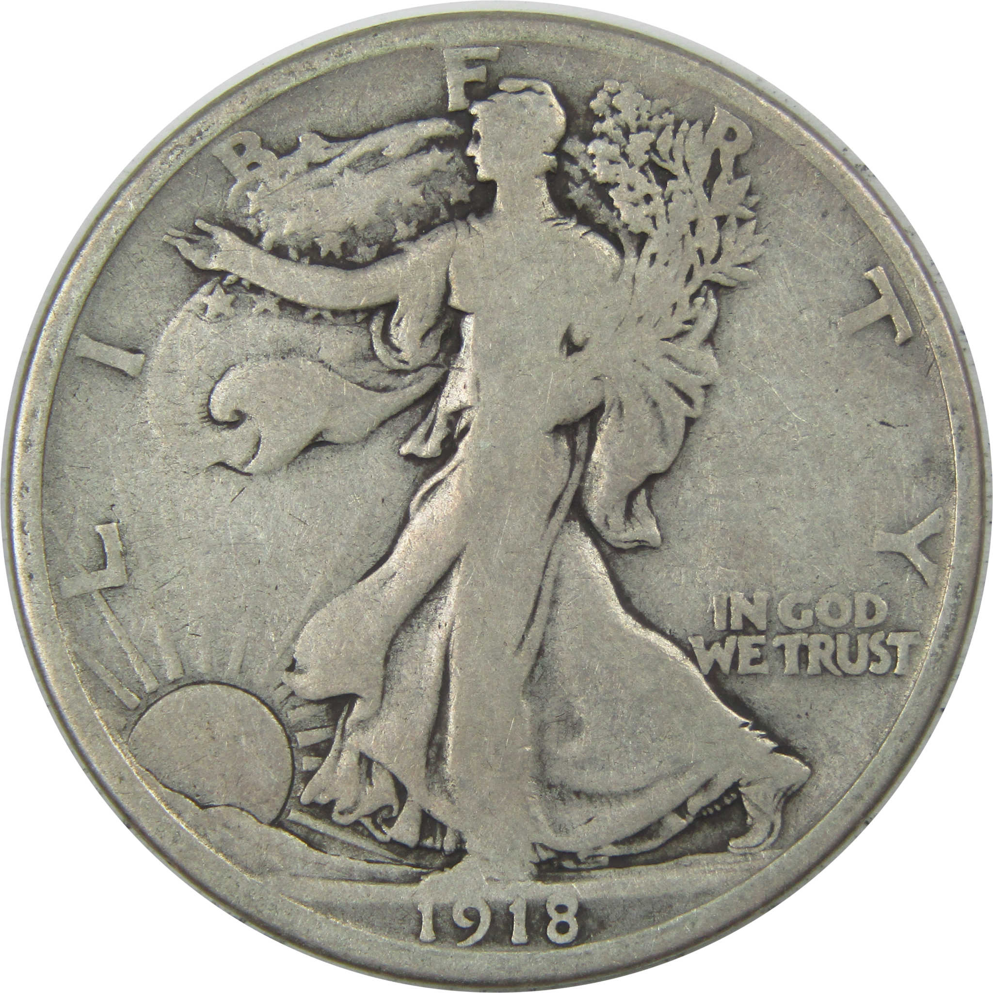 1918 D Liberty Walking Half Dollar VG Very Good Silver 50c SKU:I15271