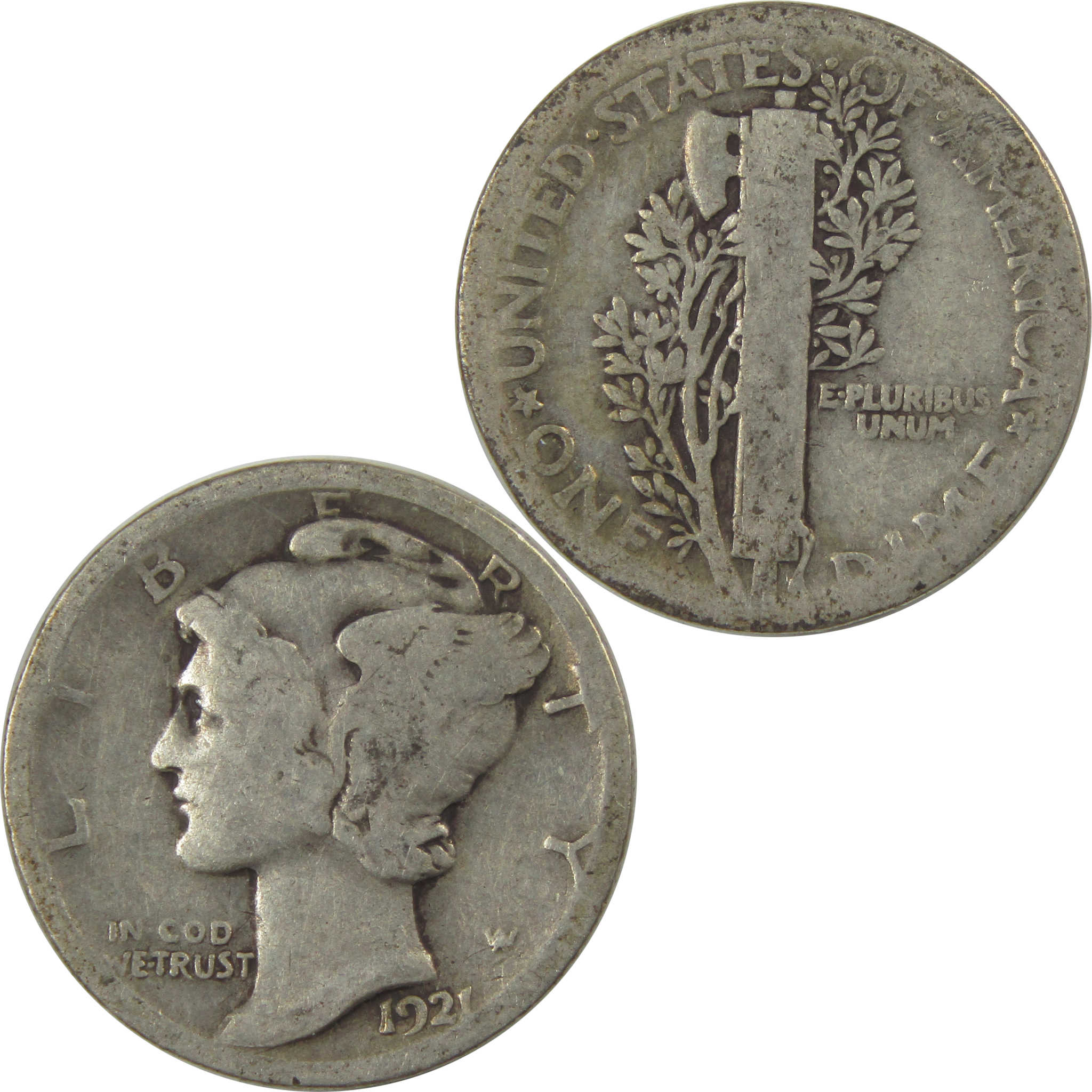 1921 Mercury Dime G Good Silver 10c Coin SKU:I22425